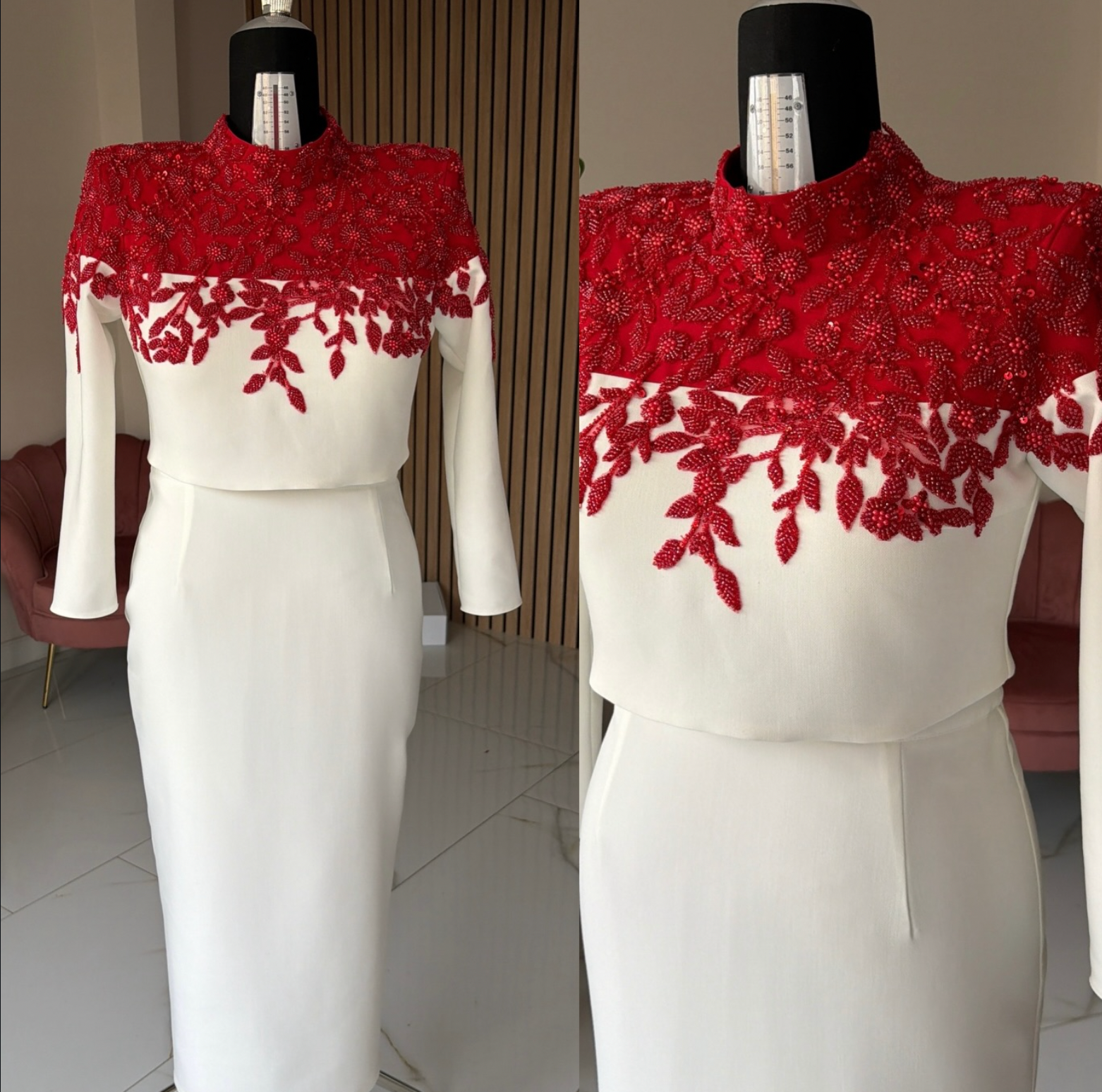 Silver Lace with Linear Pattern, with Pearls and Sequins