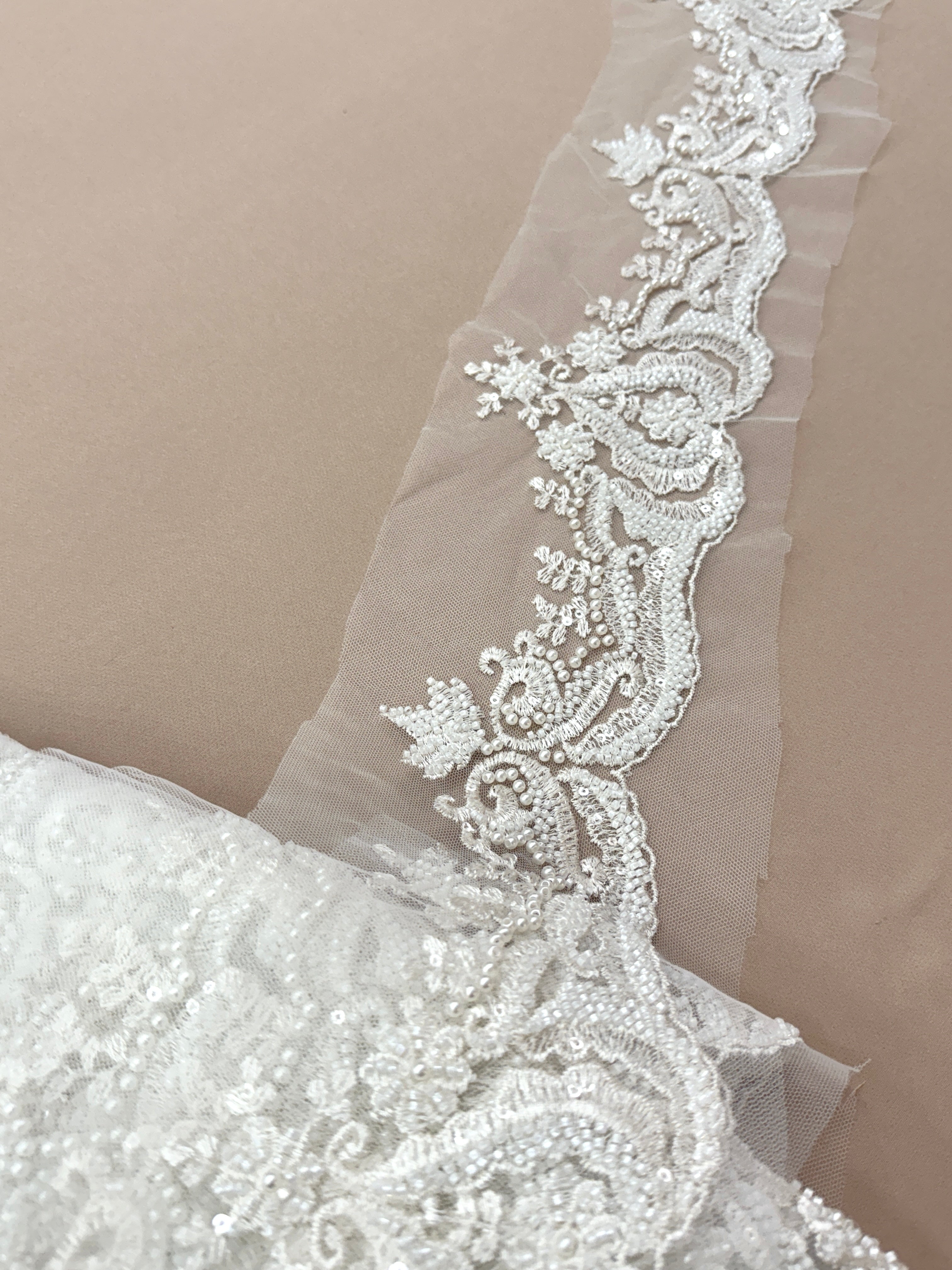 Lace Border with Pearls, Beads and Sequins