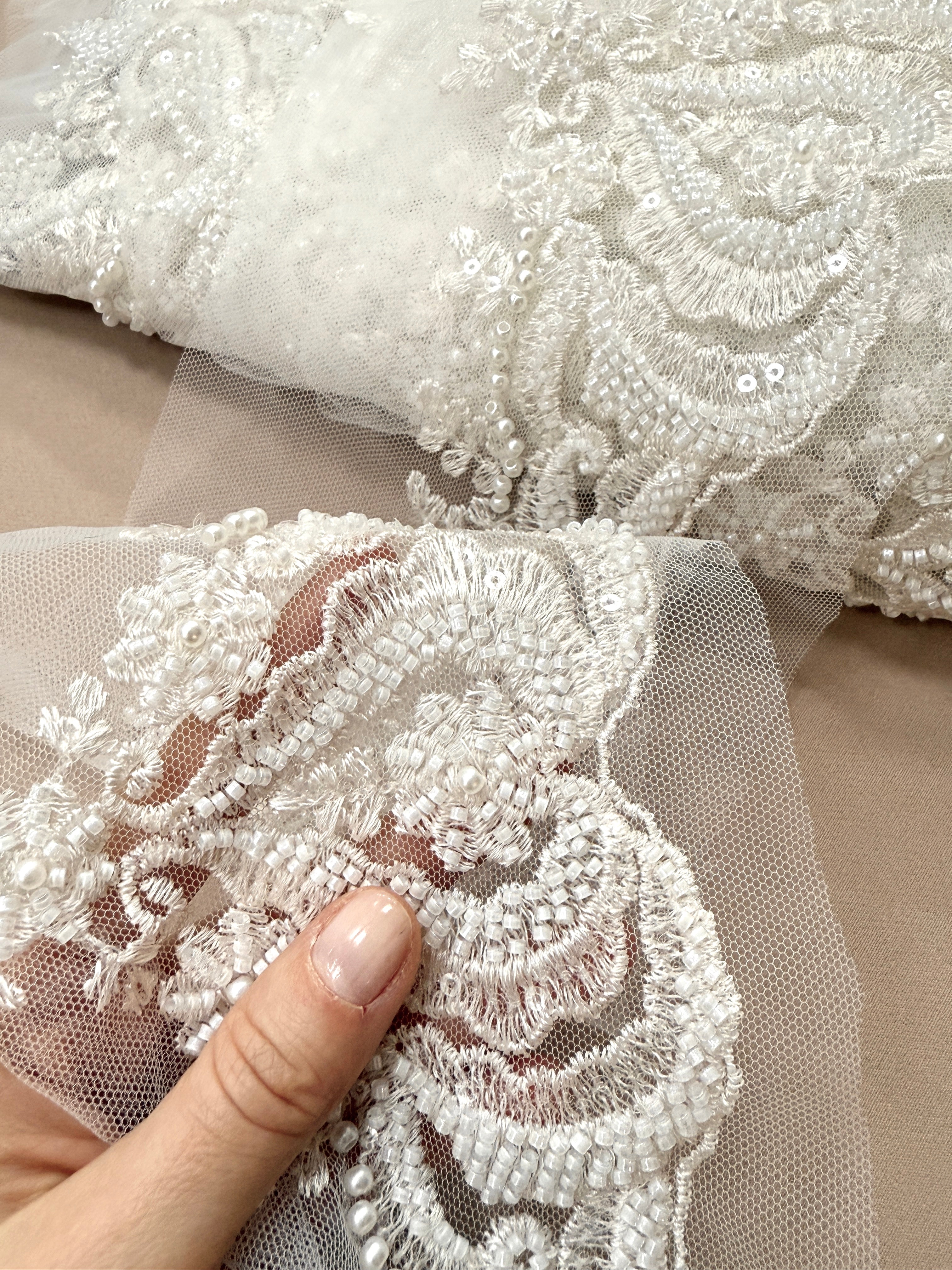 Lace Border with Pearls, Beads and Sequins