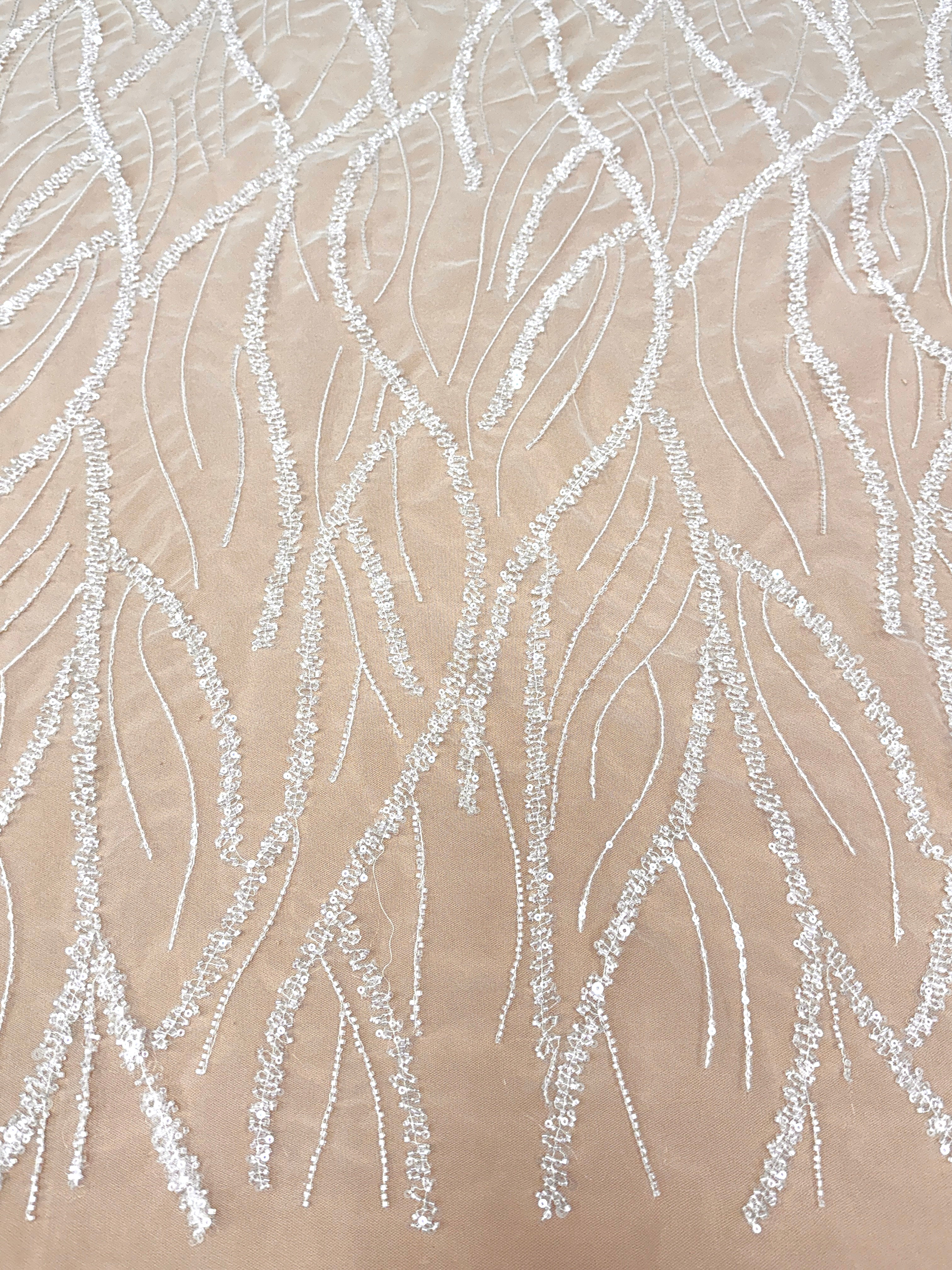 Dantela Couture Diamond cu Siraguri, cu Margele si Paiete