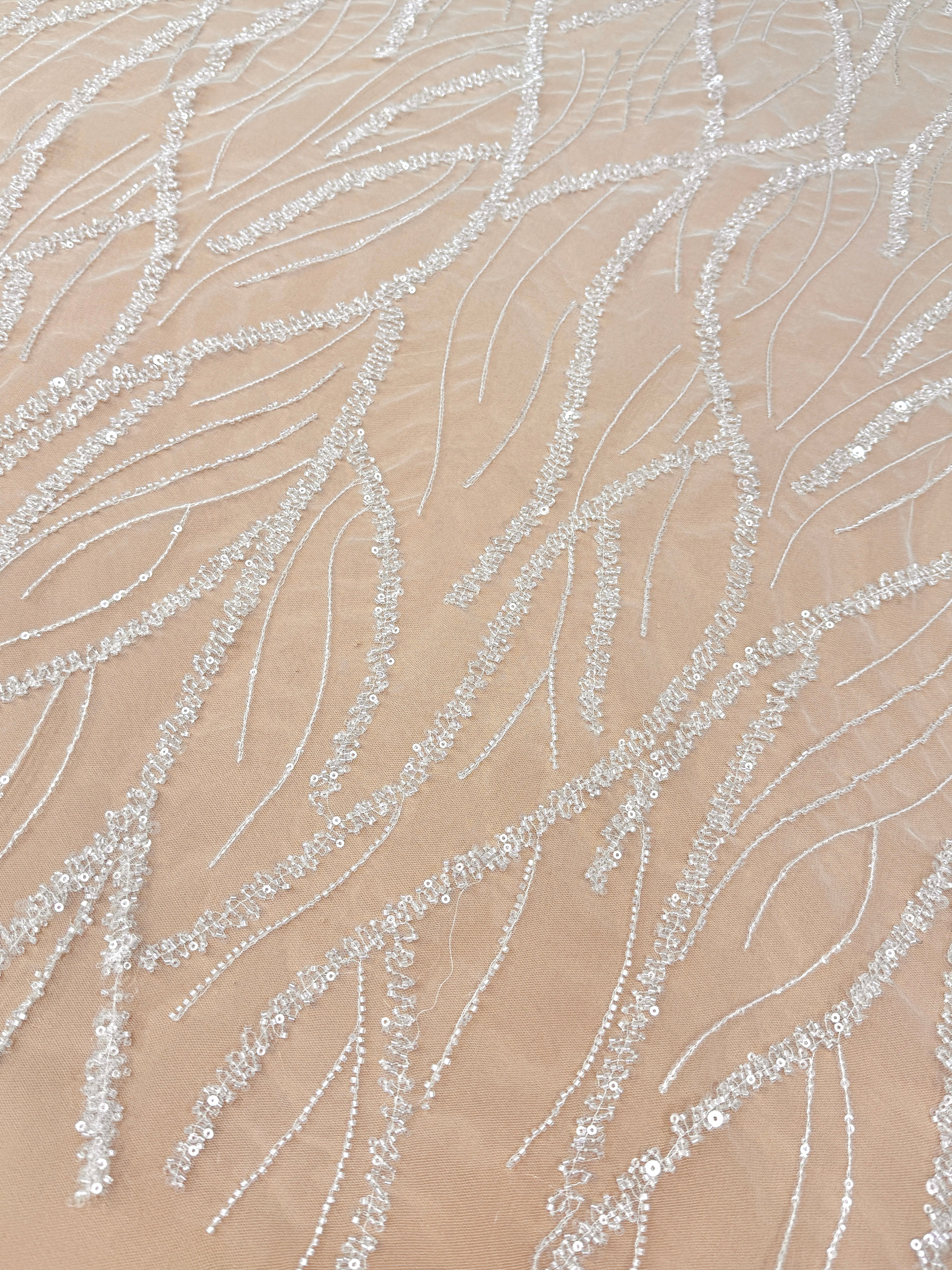 Dantela Couture Diamond cu Siraguri, cu Margele si Paiete