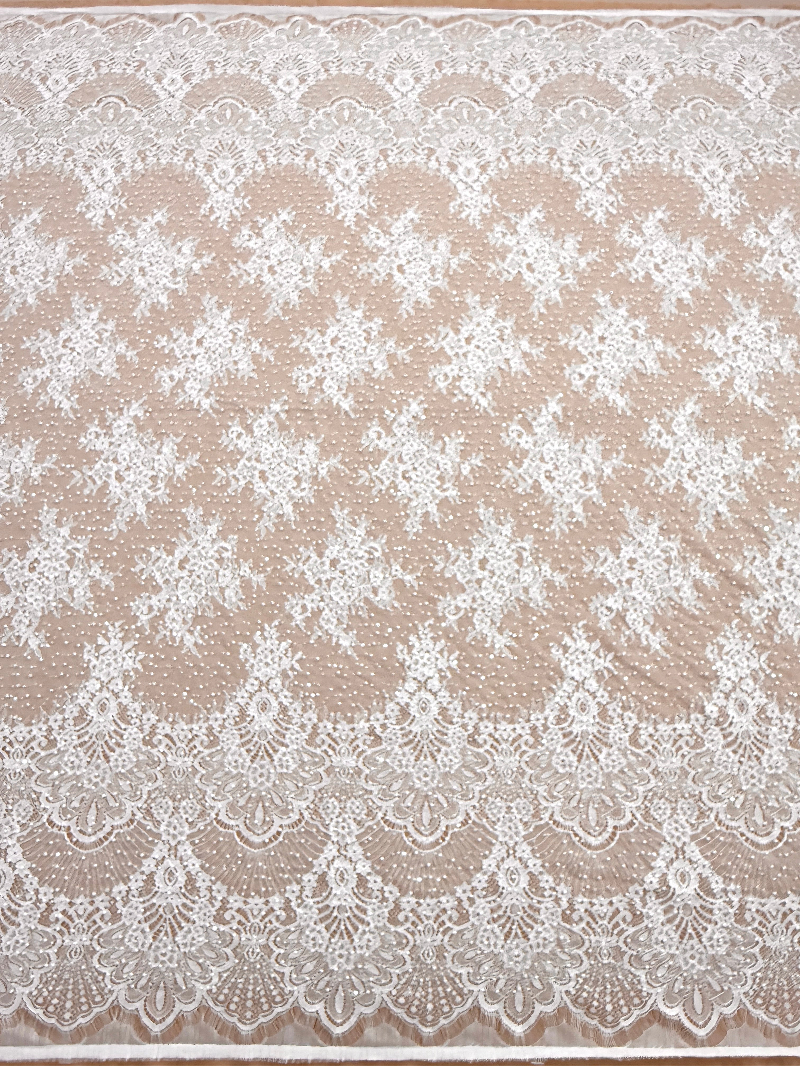Ivory Chantilly Lace with Pearls, Beads and Sequins - 3 m Coupon