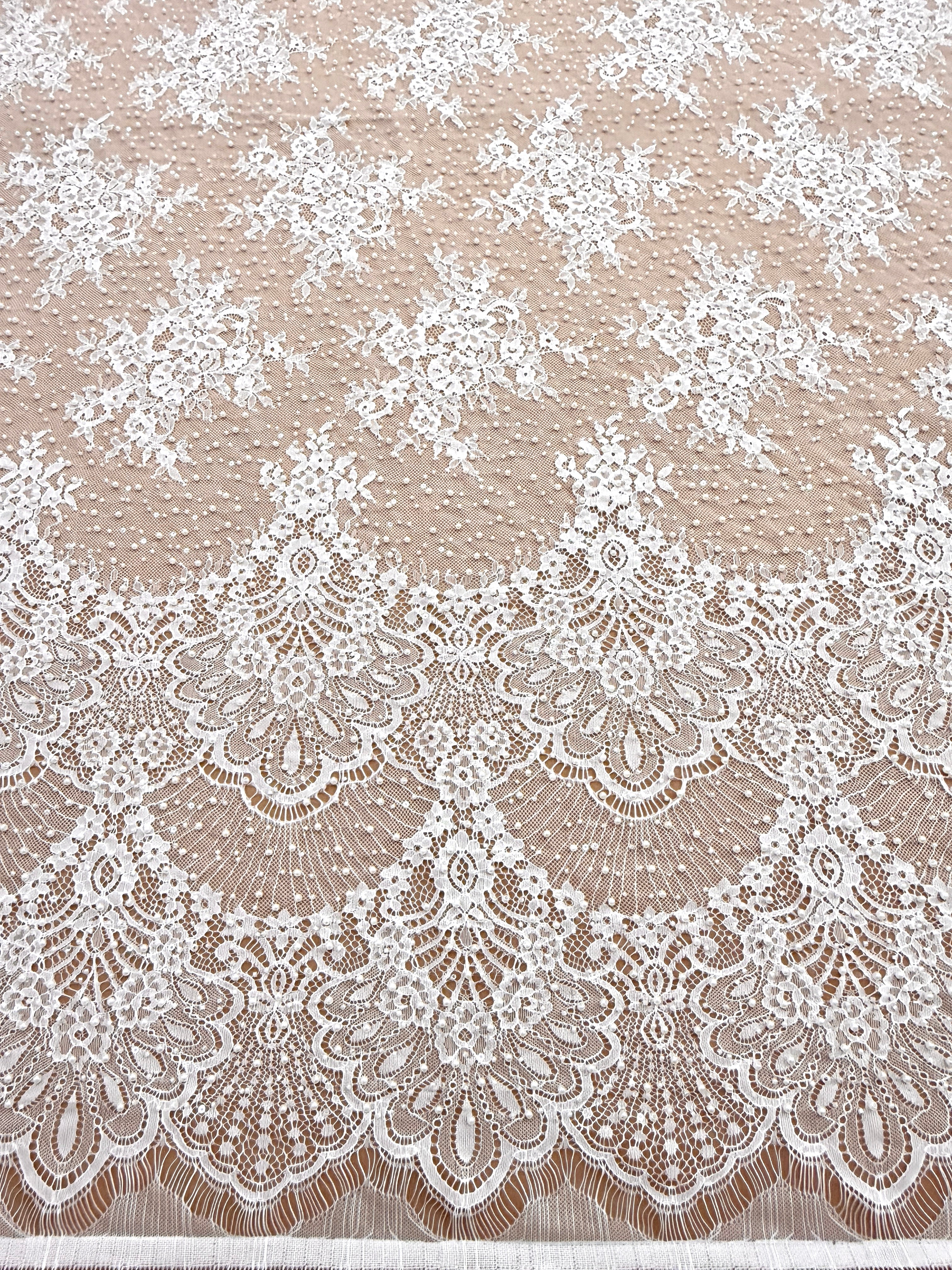 Ivory Chantilly Lace with Pearls, Beads and Sequins - 3 m Coupon