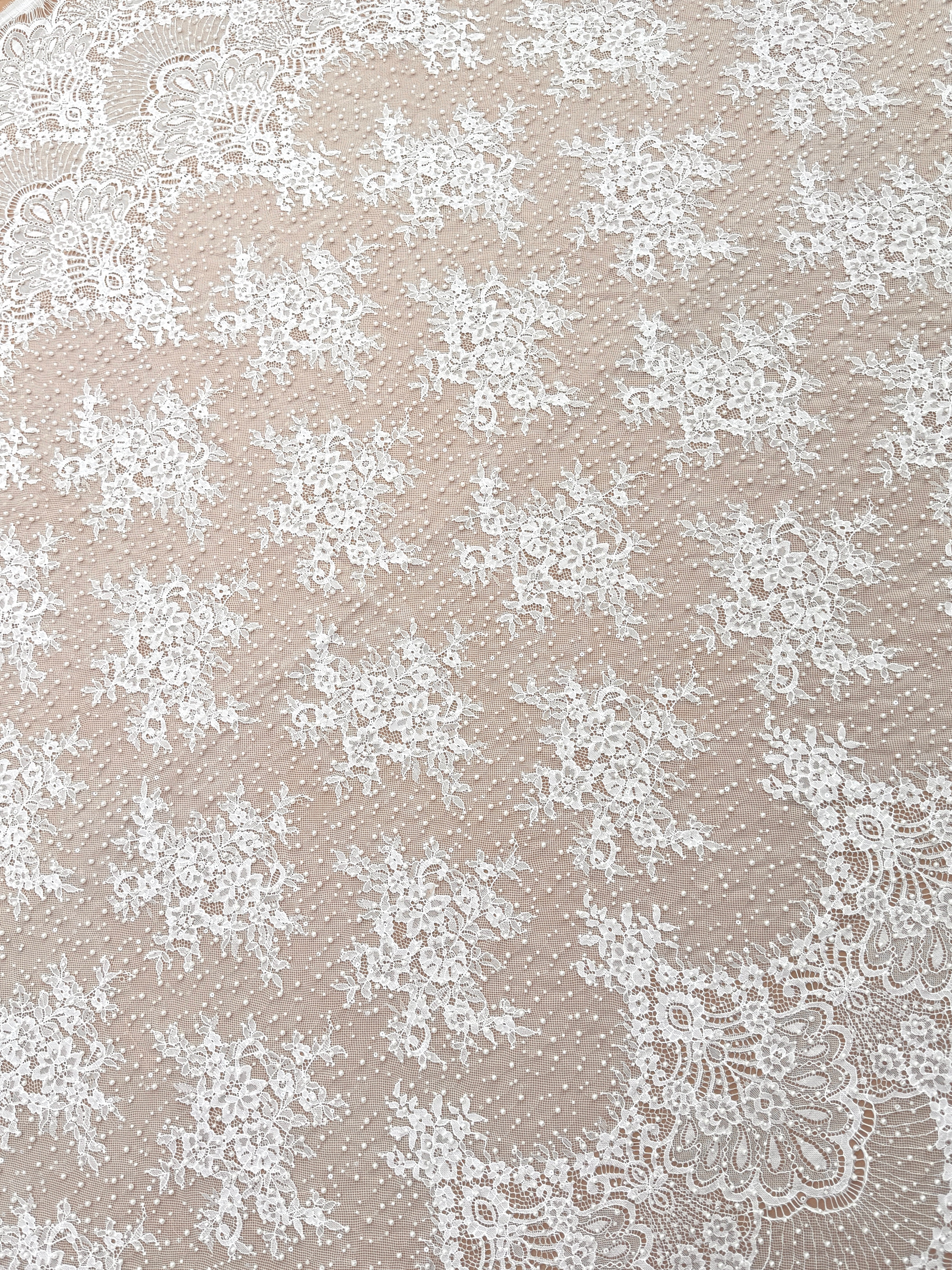 Ivory Chantilly Lace with Pearls, Beads and Sequins - 3 m Coupon