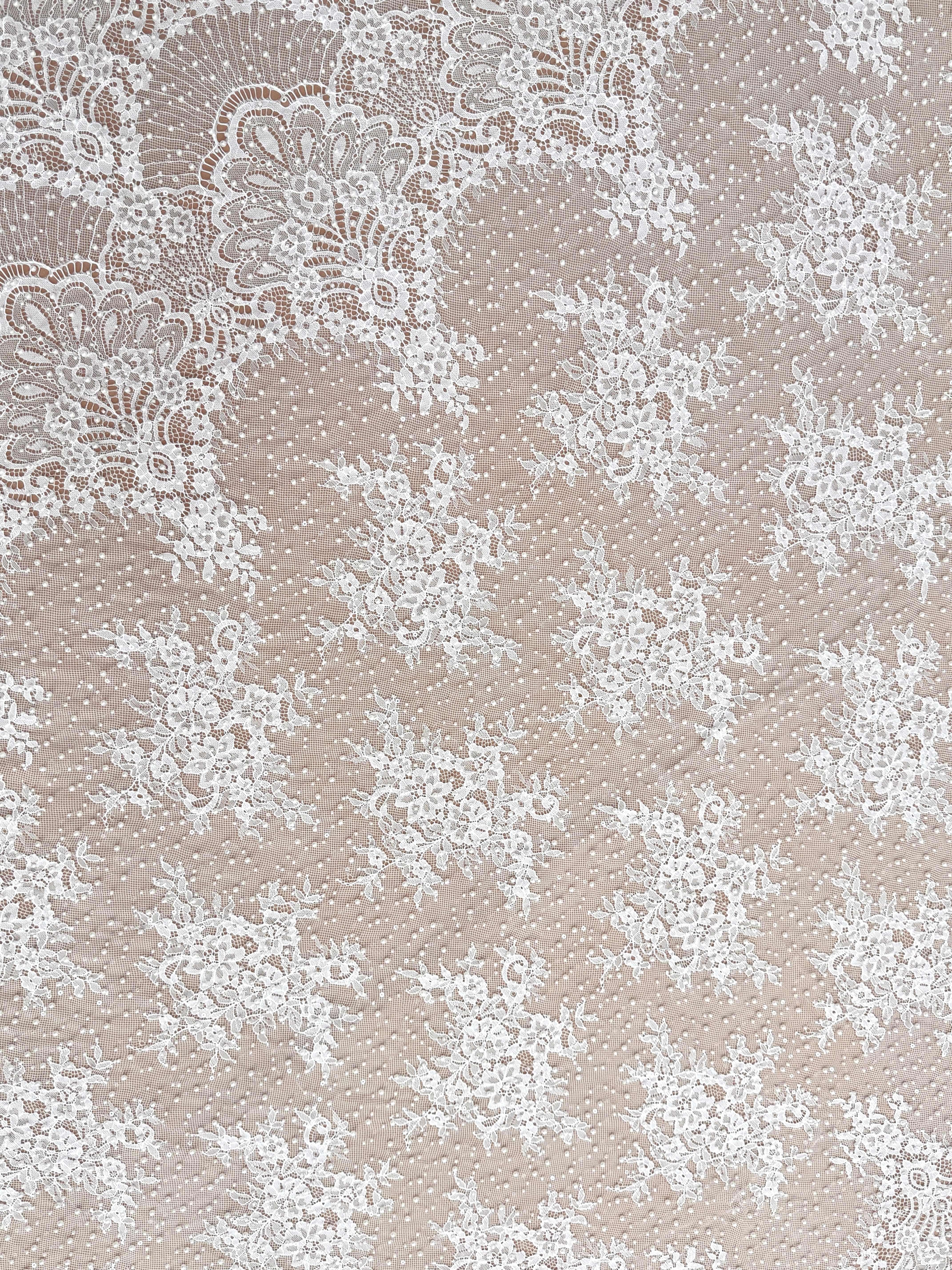 Ivory Chantilly Lace with Pearls, Beads and Sequins - 3 m Coupon