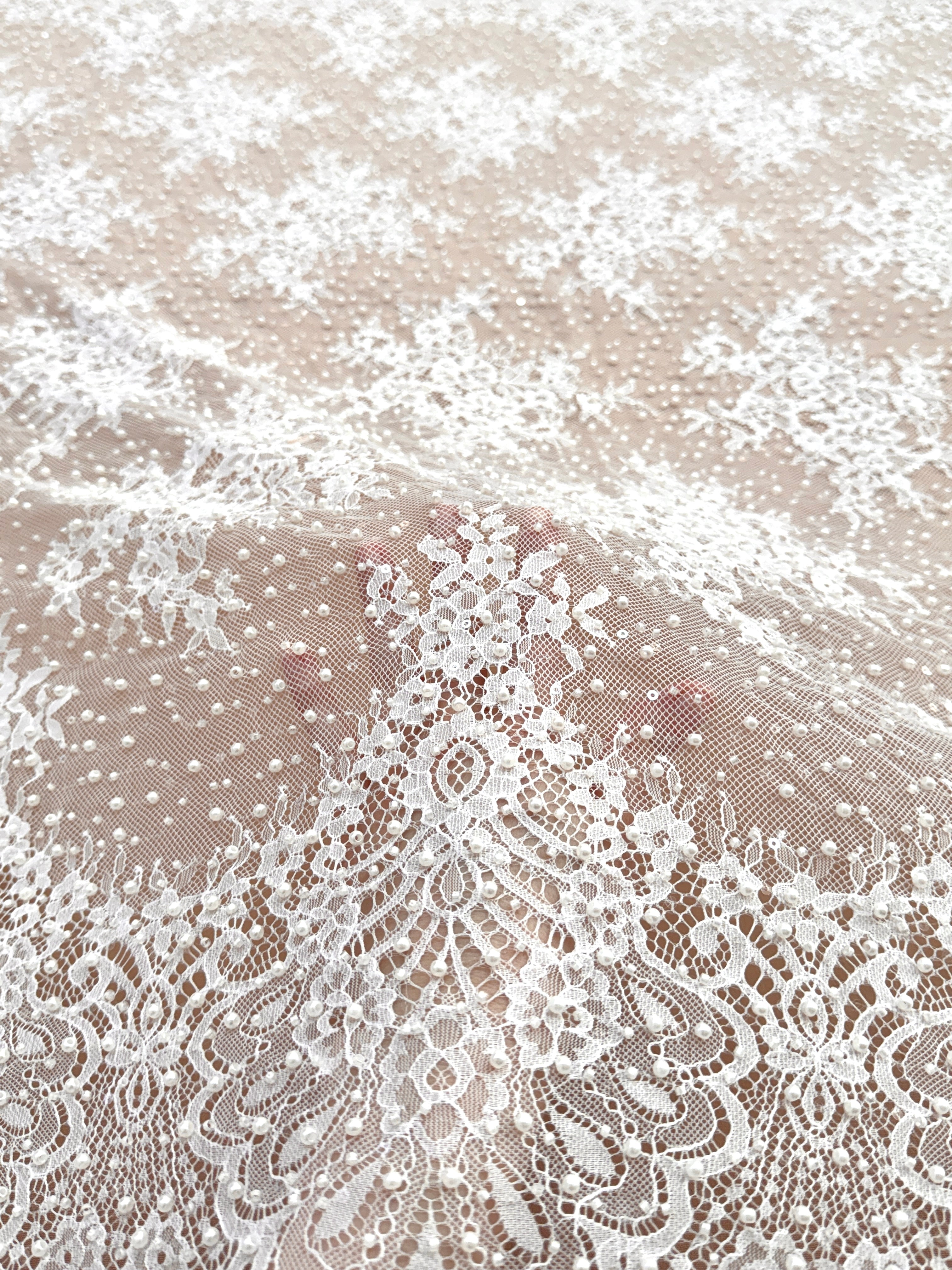Ivory Chantilly Lace with Pearls, Beads and Sequins - 3 m Coupon