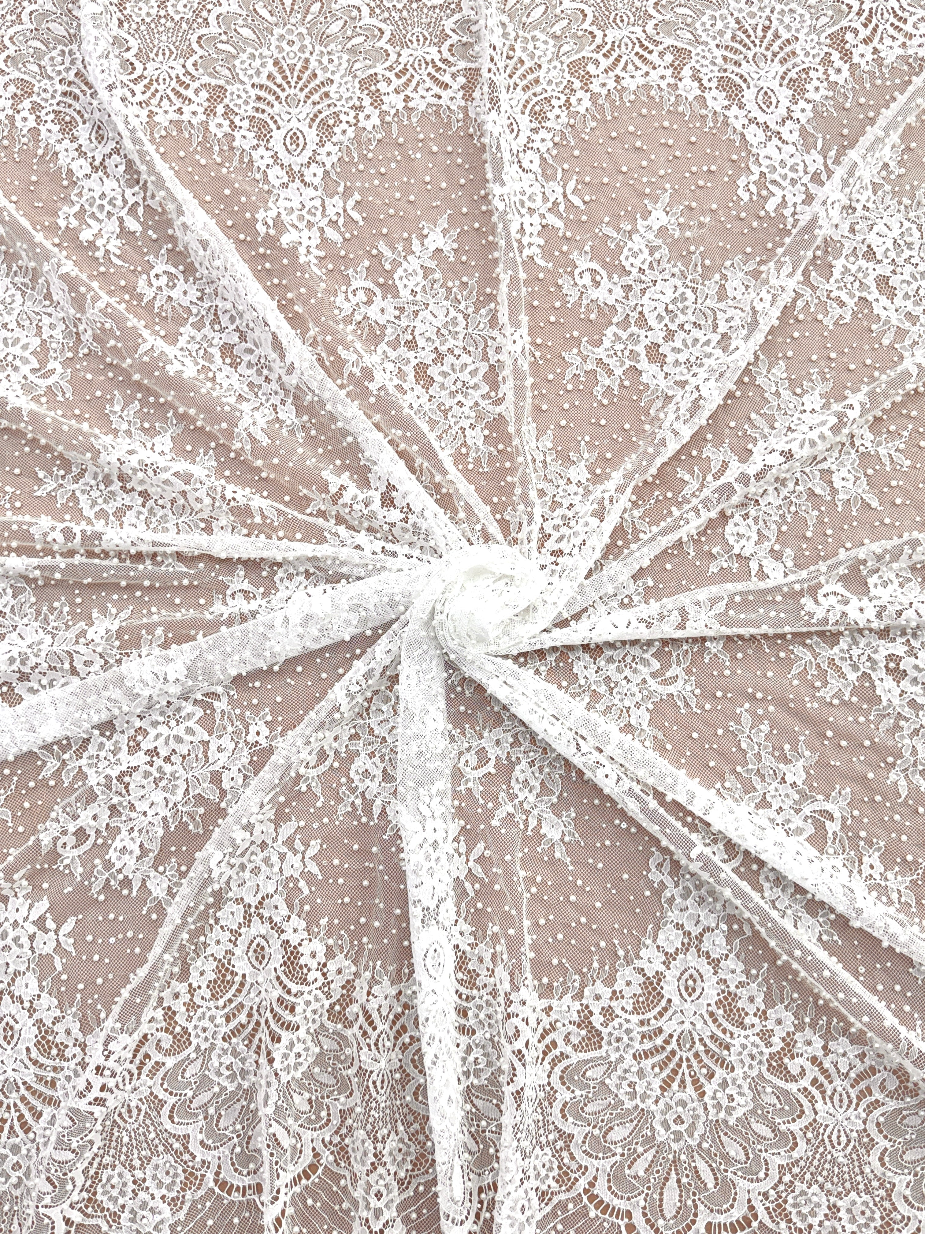 Ivory Chantilly Lace with Pearls, Beads and Sequins - 3 m Coupon