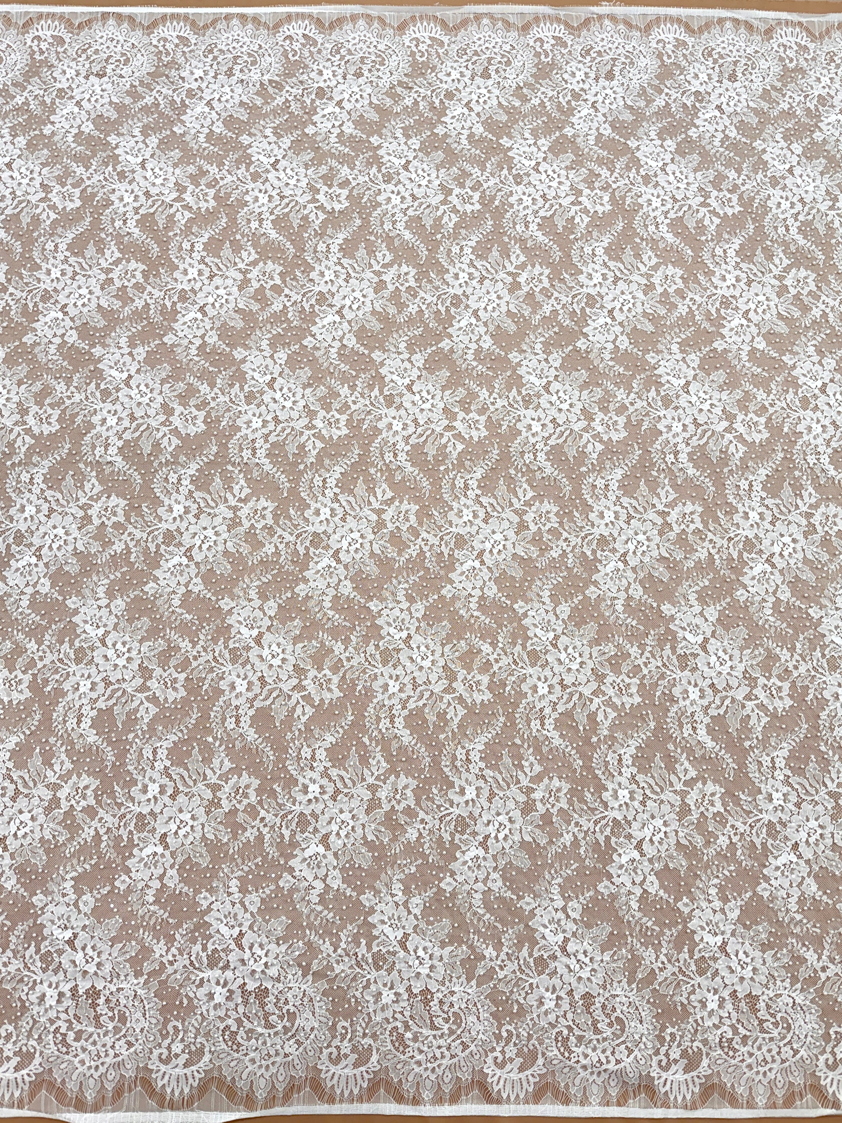 Ivory Chantilly Lace with Pearls, Beads and Sequins - 3 m Coupon
