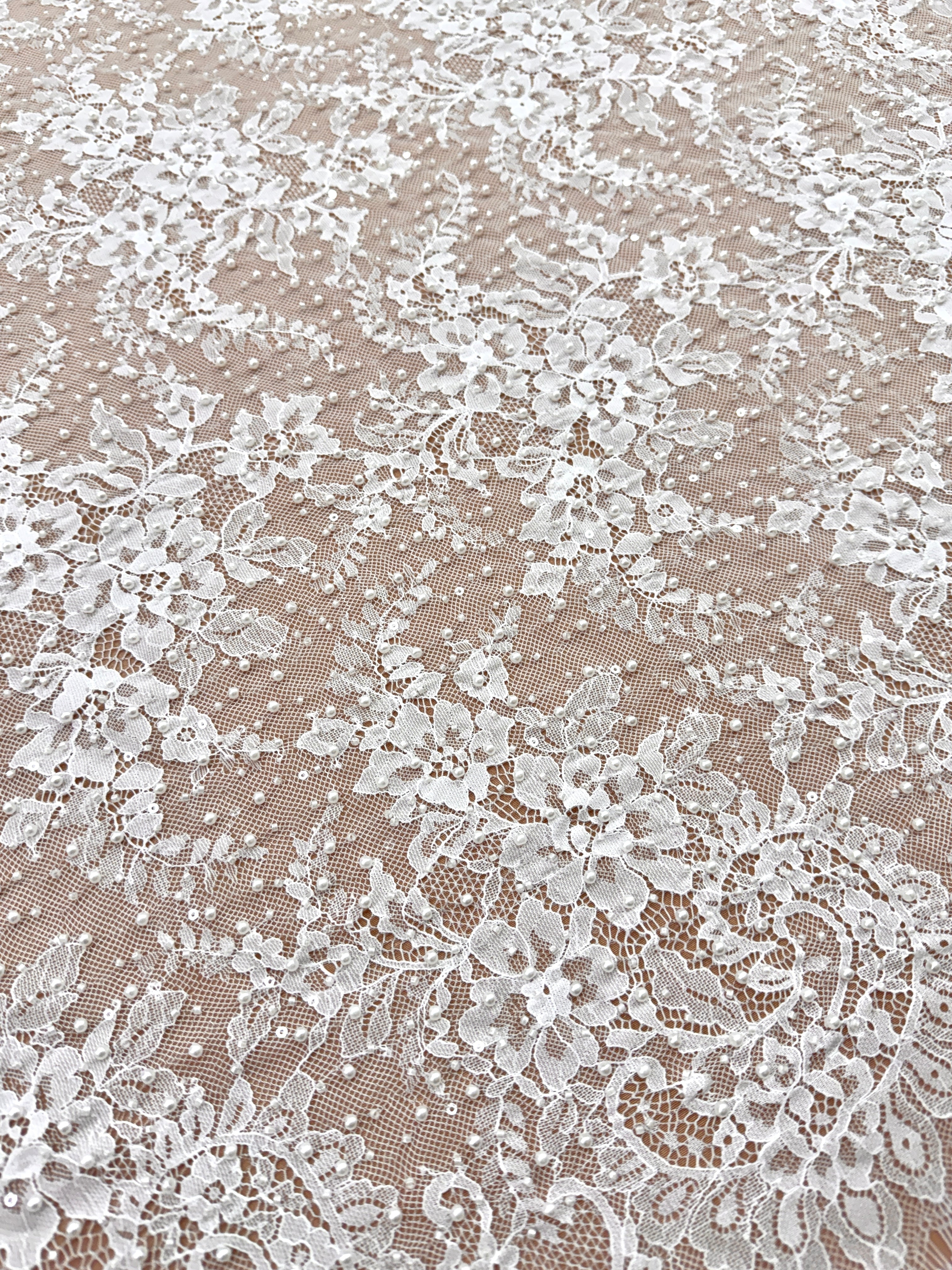 Ivory Chantilly Lace with Pearls, Beads and Sequins - 3 m Coupon