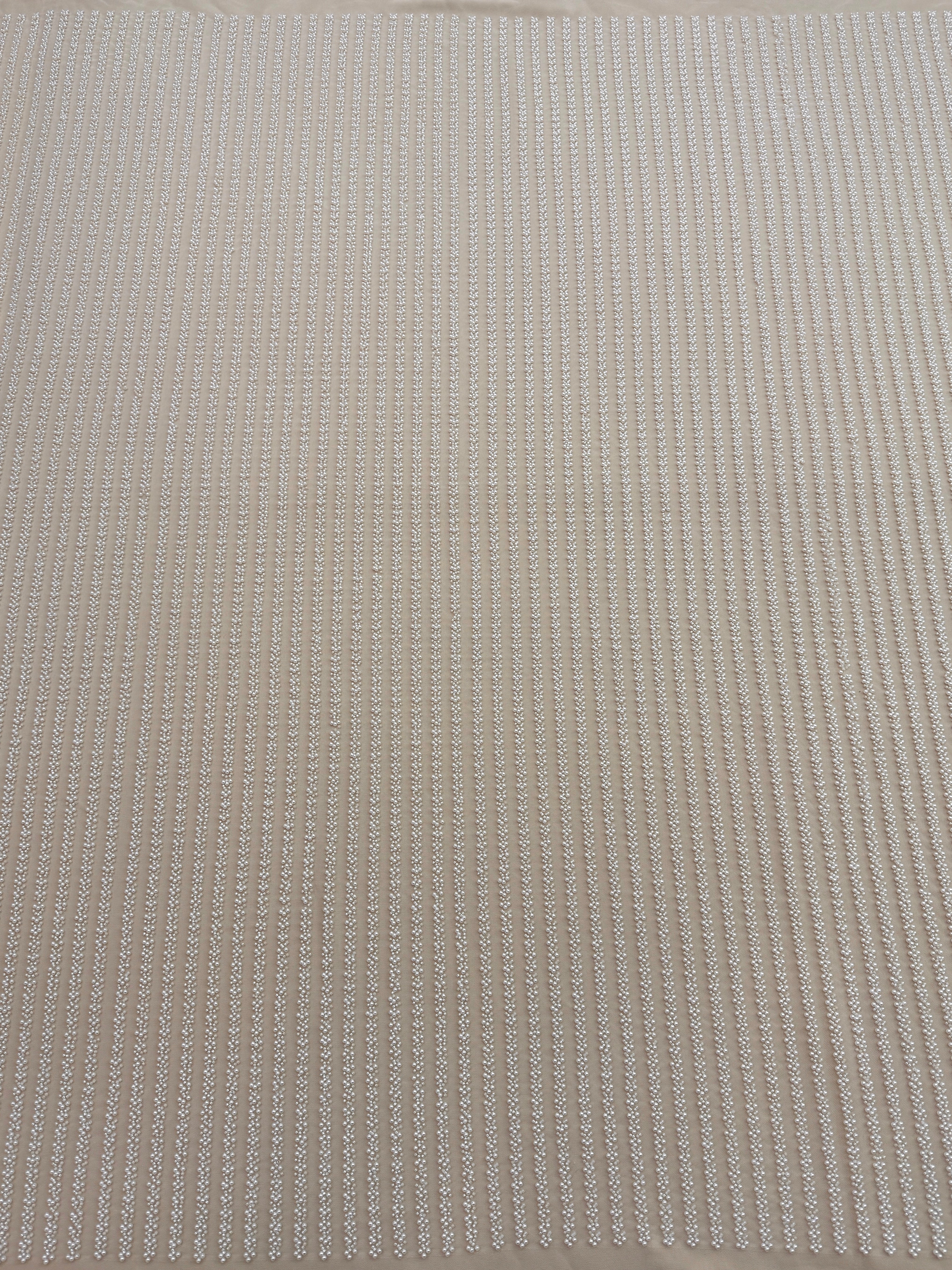 Dantela Couture Ivory cu Model Liniar, cu Perle si Margele