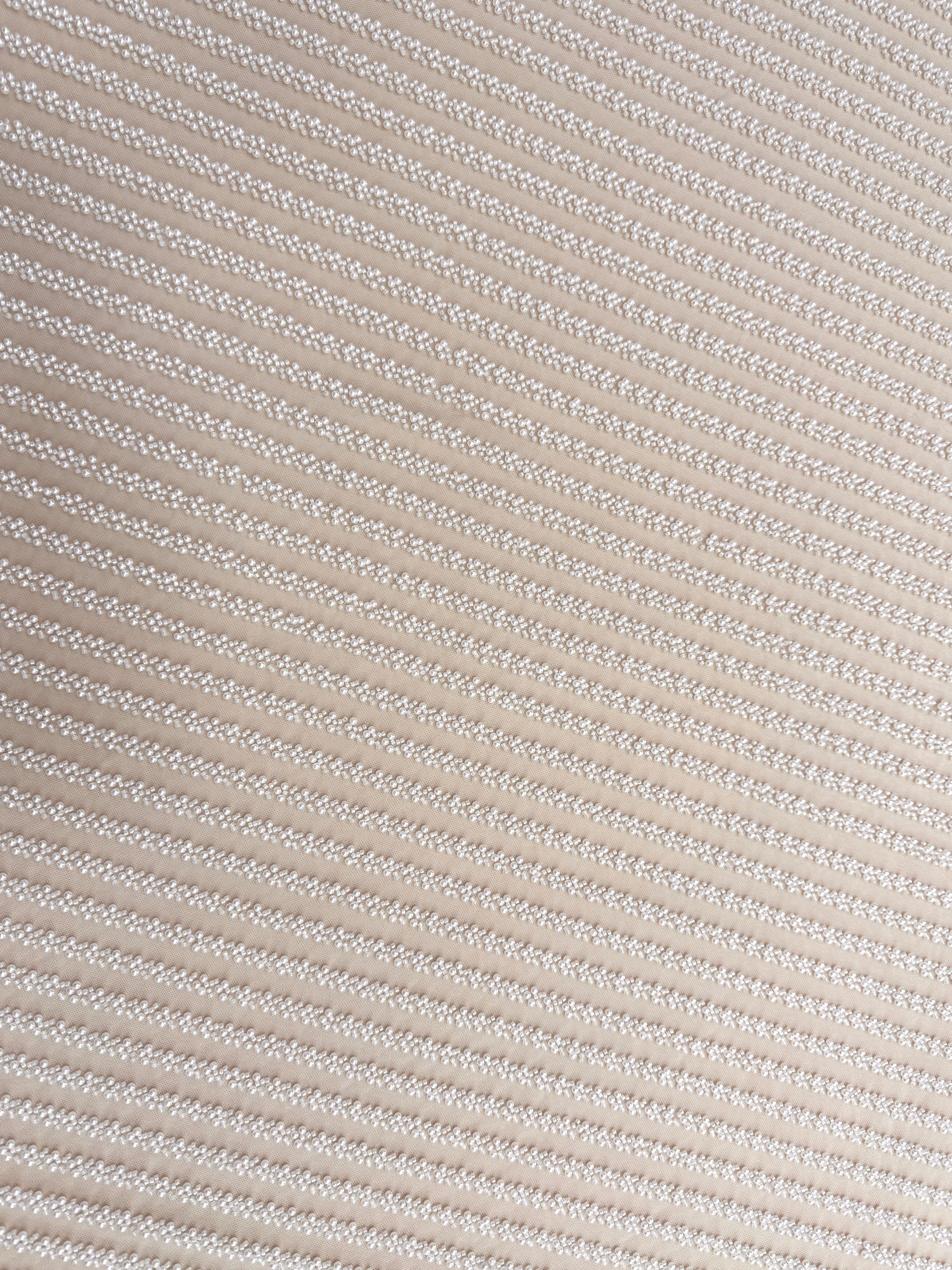 Dantela Couture Ivory cu Model Liniar, cu Perle si Margele