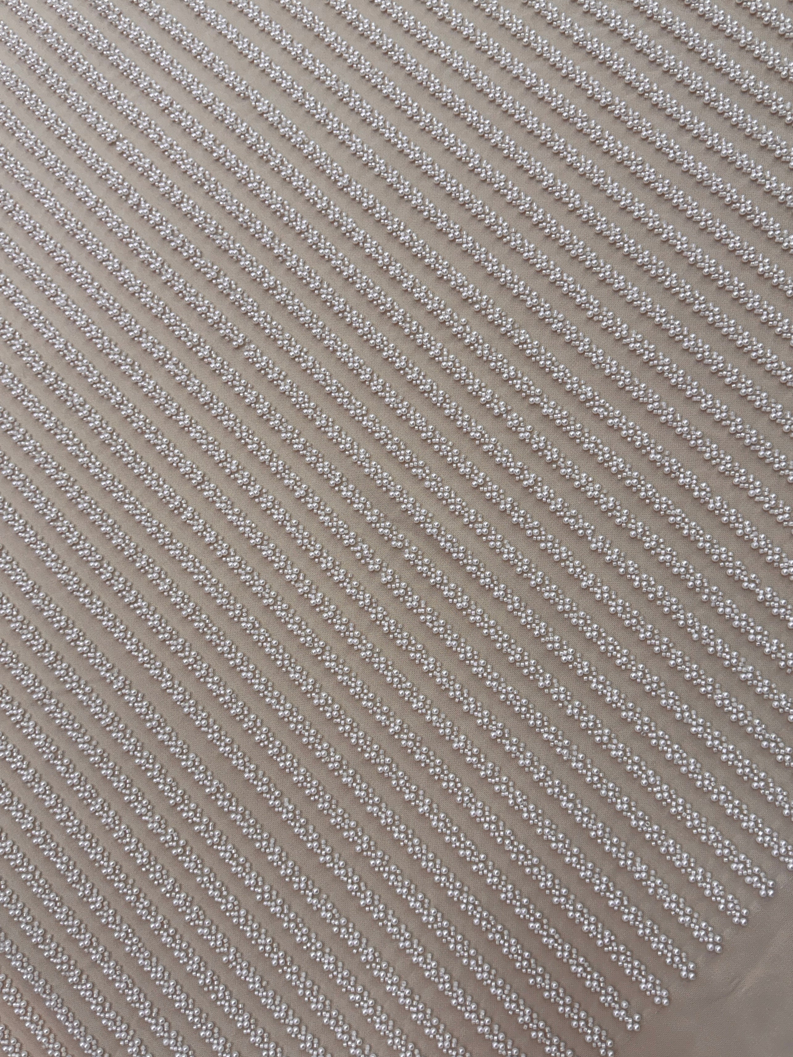 Dantela Couture Ivory cu Model Liniar, cu Perle si Margele