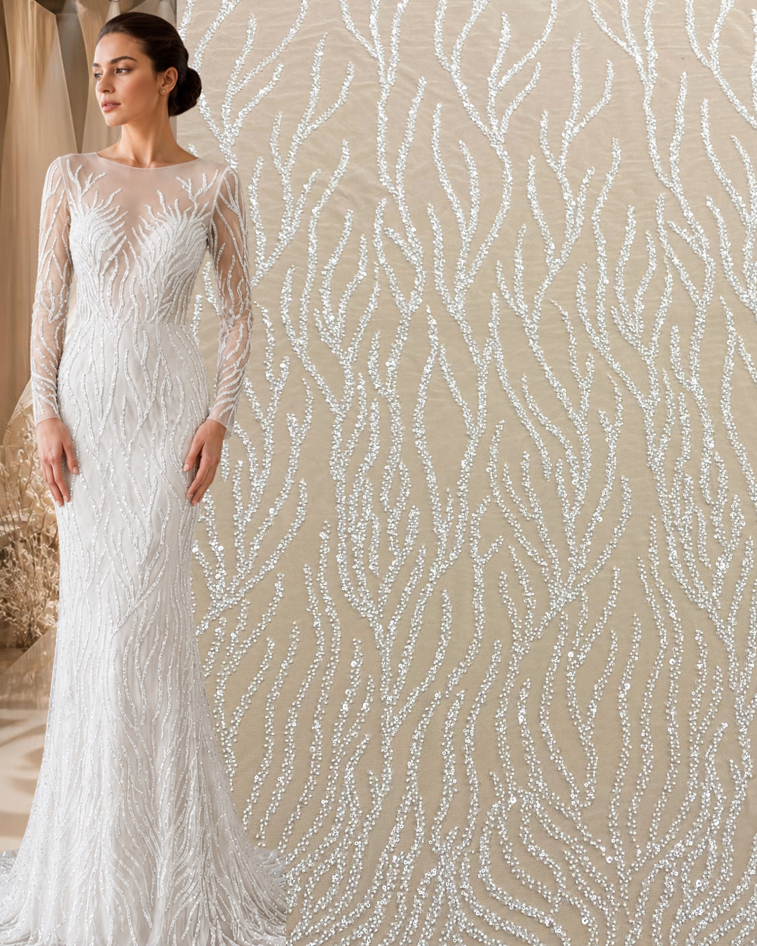 Ivory Couture Lace with Beads and Sequins