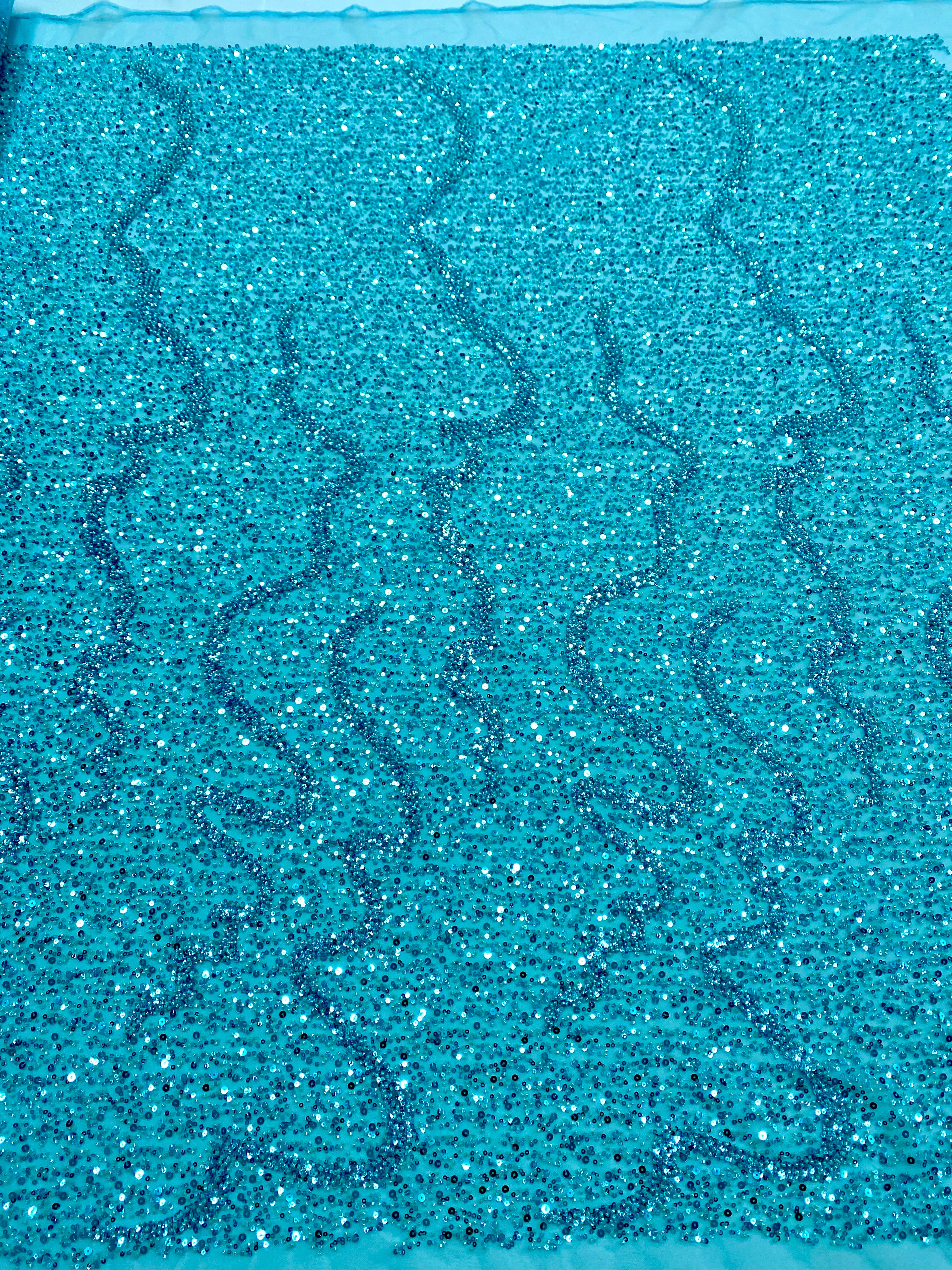 Silver Lace with Linear Pattern, with Pearls and Sequins