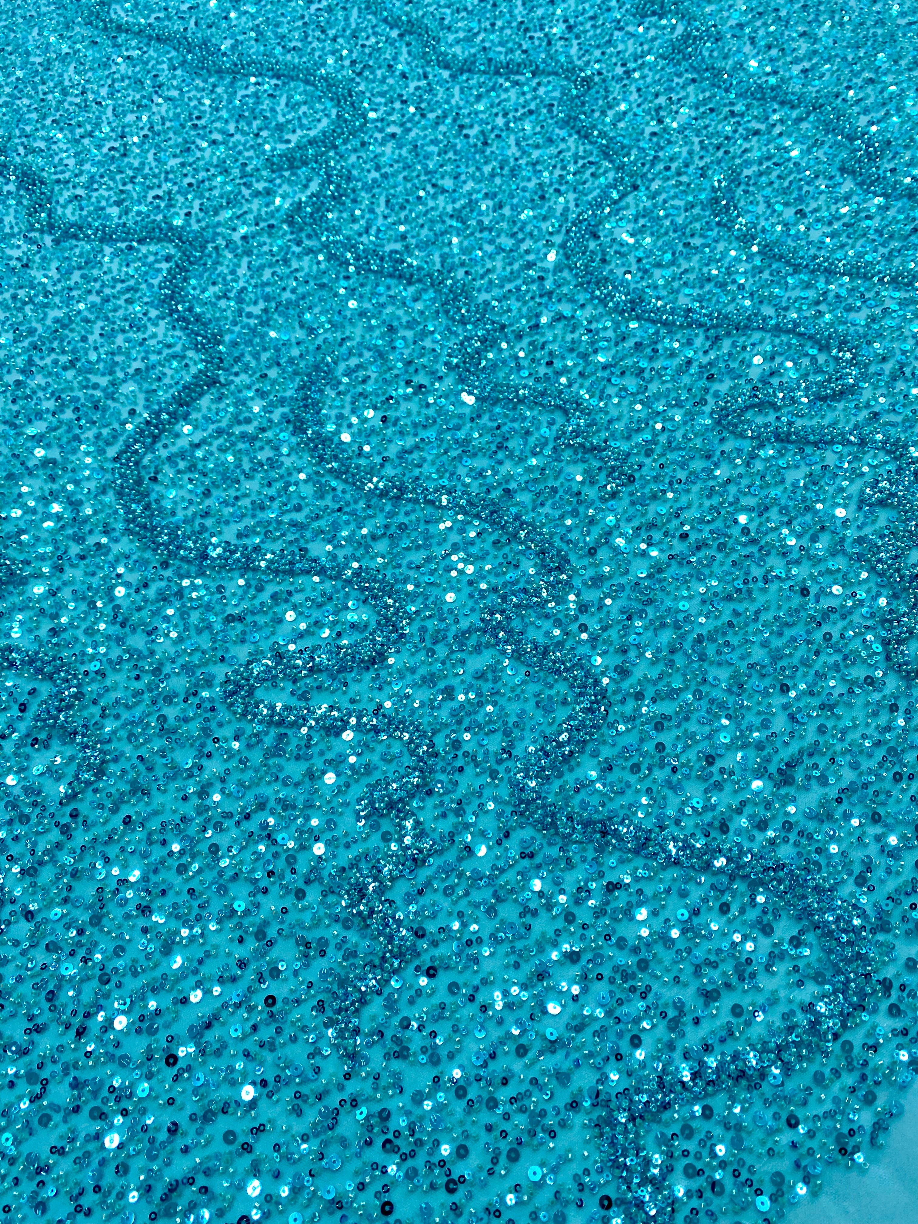 Silver Lace with Linear Pattern, with Pearls and Sequins