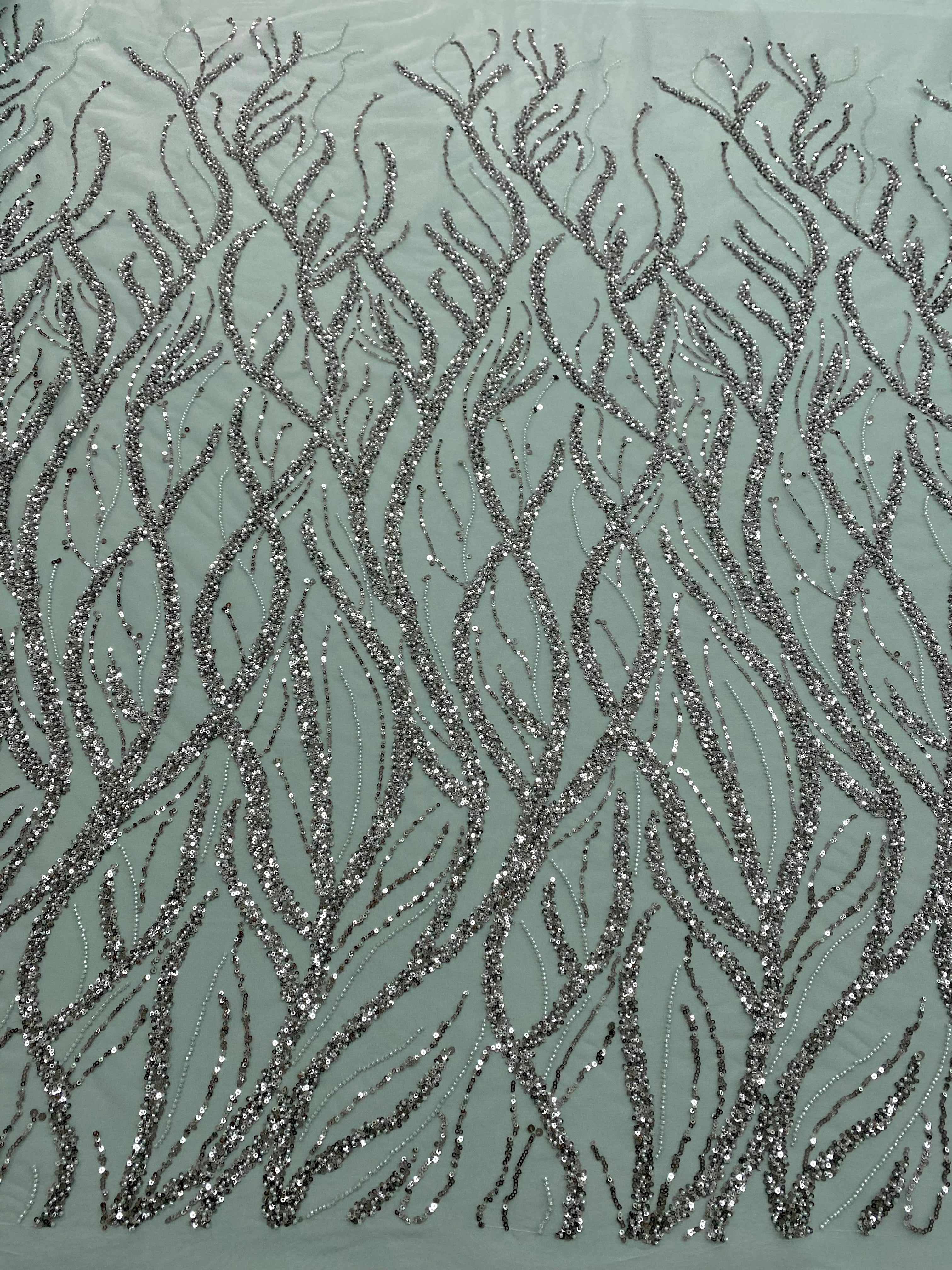 Emerald Green Lace with Strings, Beads and Sequins