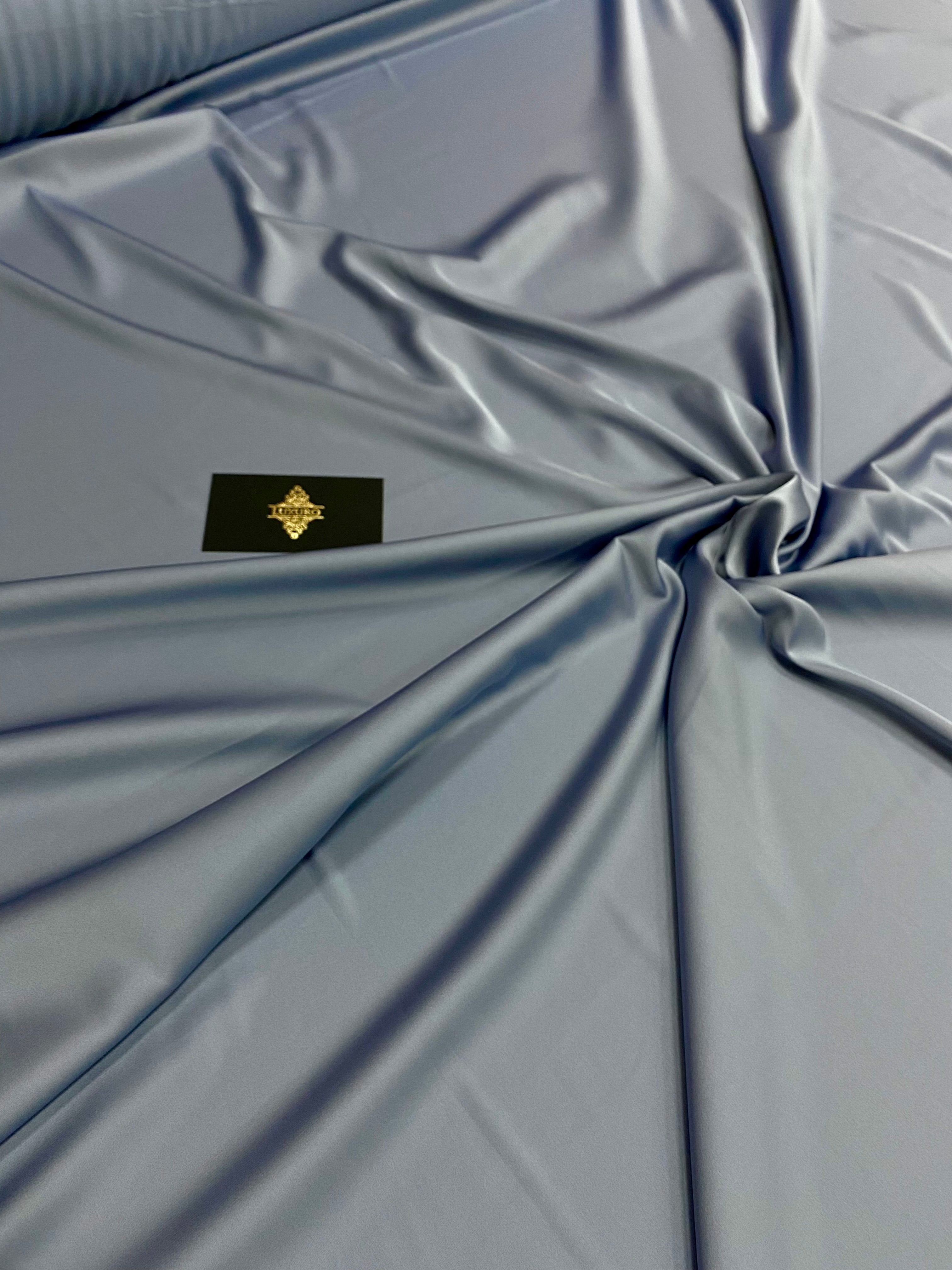 Premium Silky Elastic Satin Dusty Blue