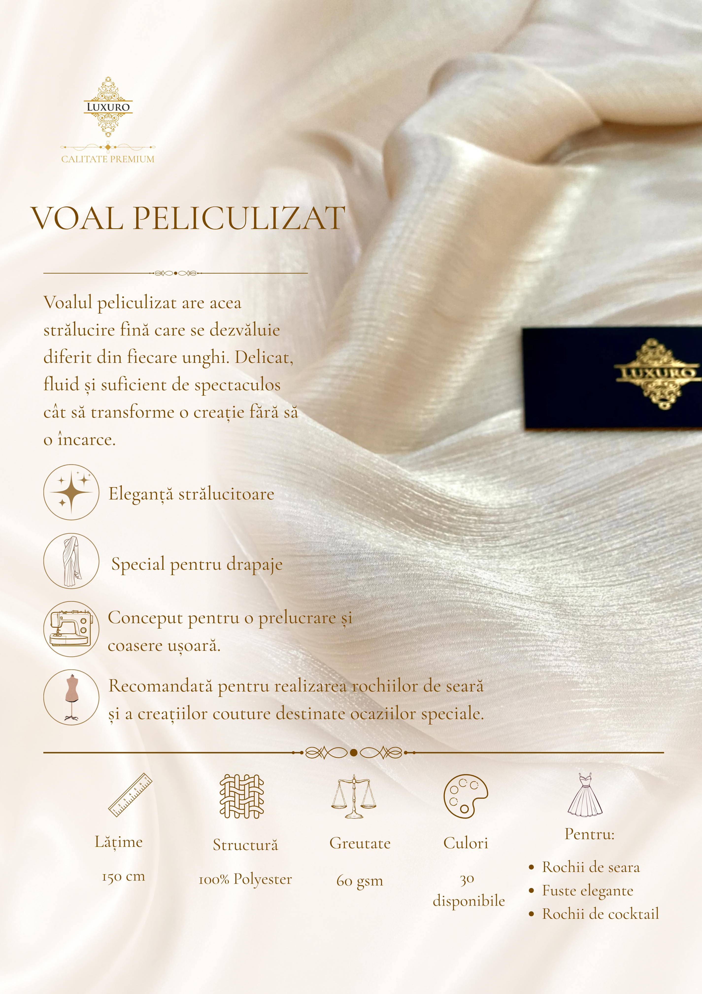 Voal Peliculizat Creponat Nude Deschis
