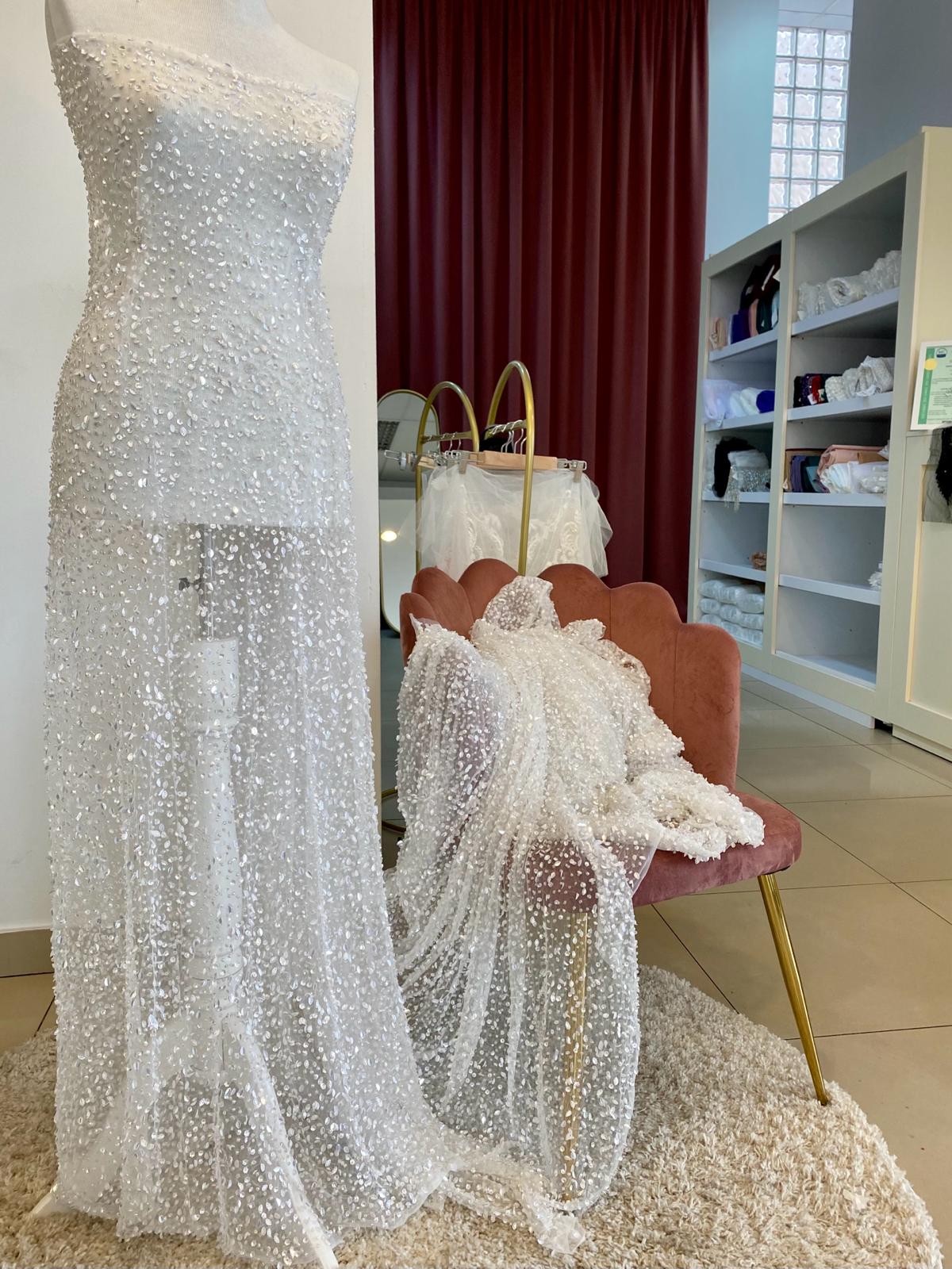 Ivory Haute Couture Lace, with Beads and Sequins
