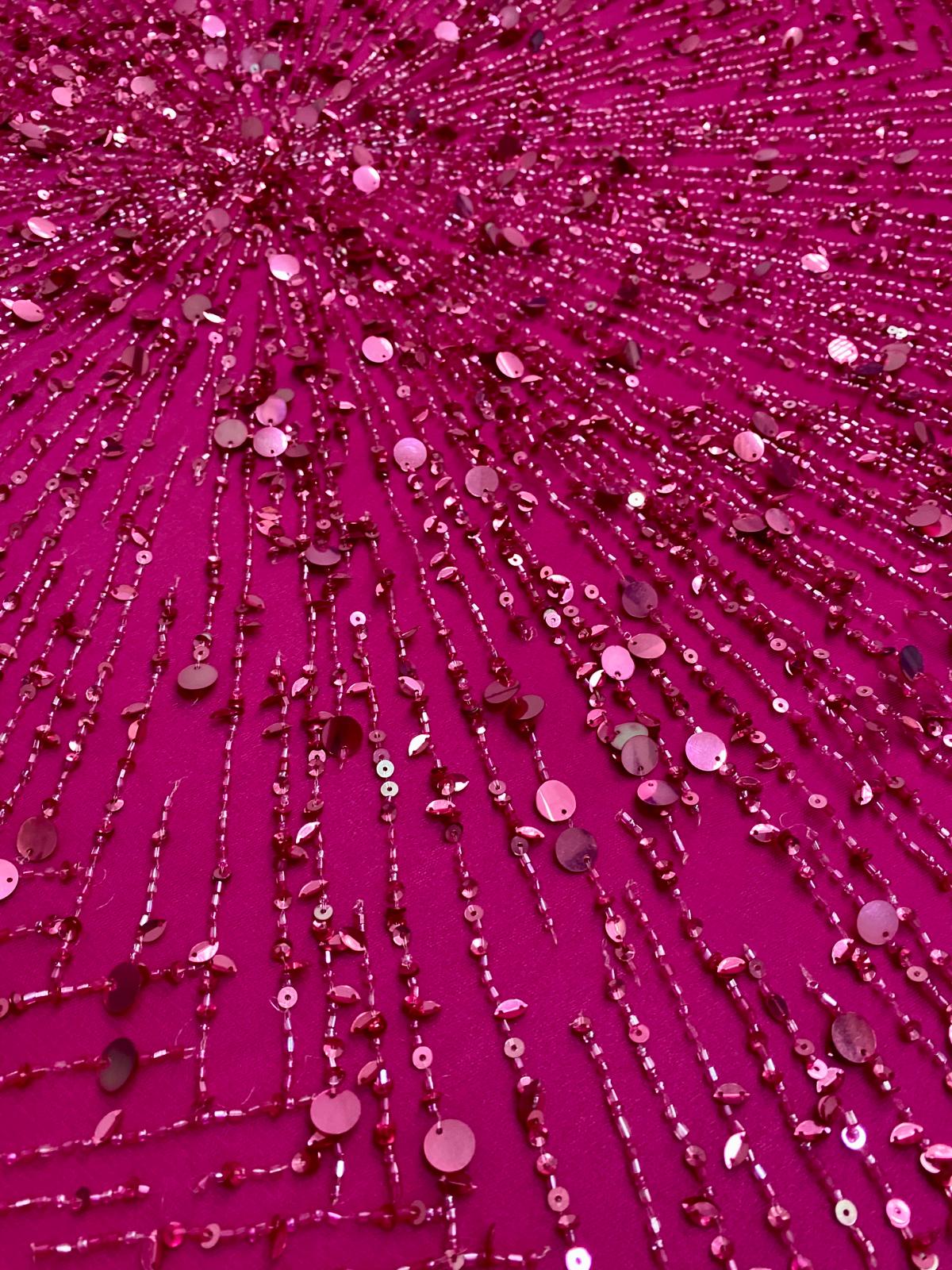 Fuchsia Haute Couture Lace with Strings