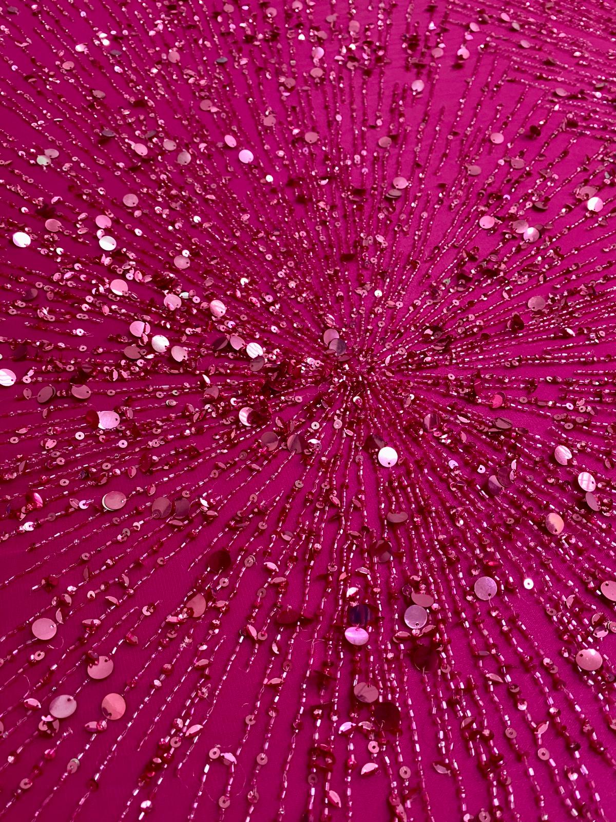 Fuchsia Haute Couture Lace with Strings