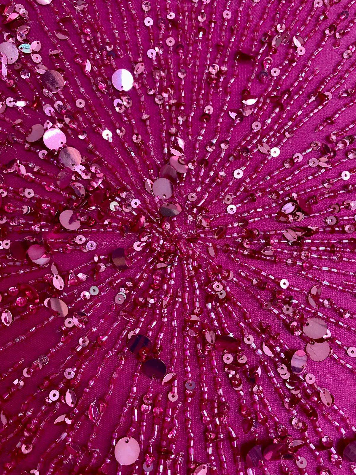 Fuchsia Haute Couture Lace with Strings