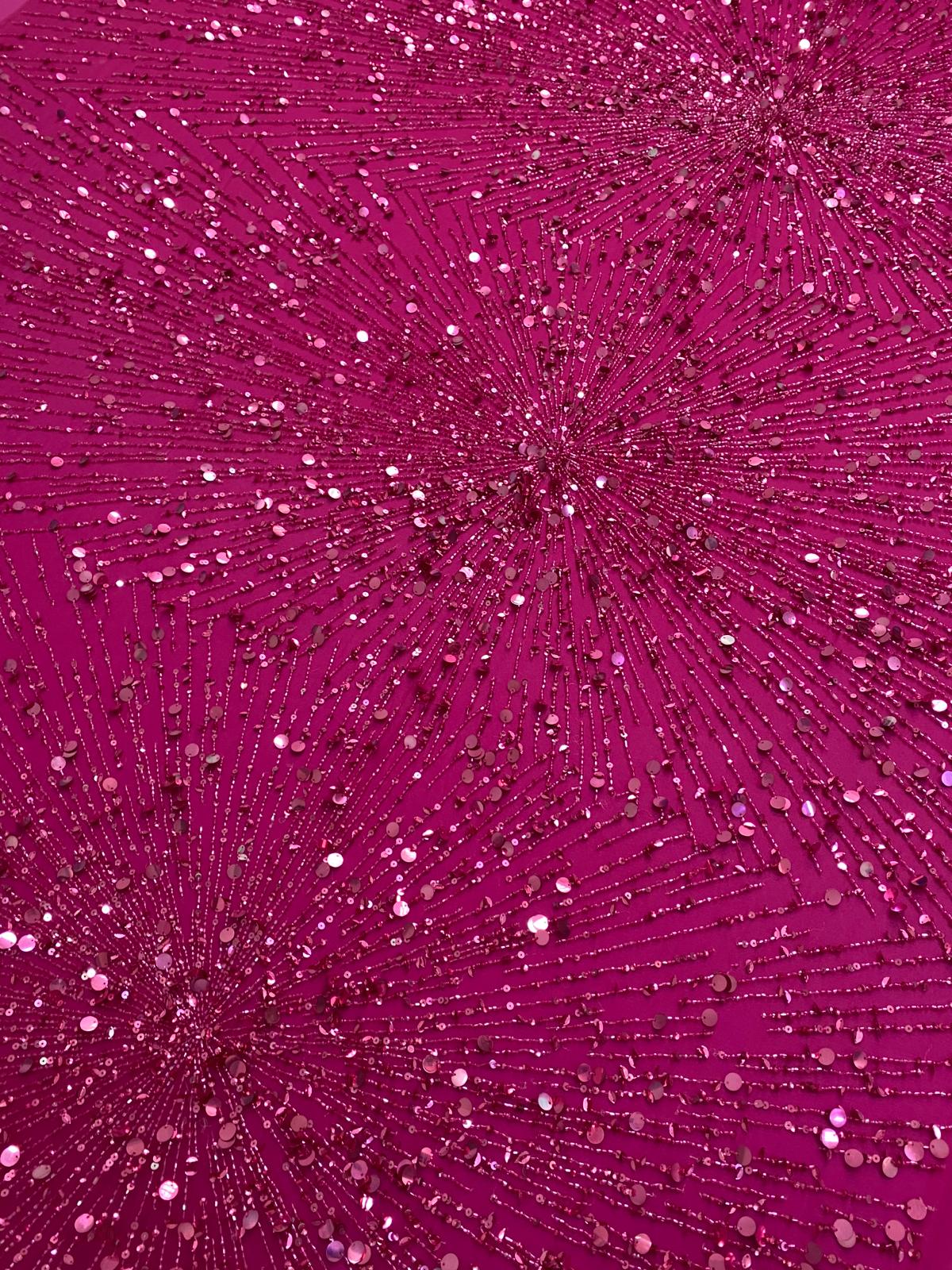 Fuchsia Haute Couture Lace with Strings