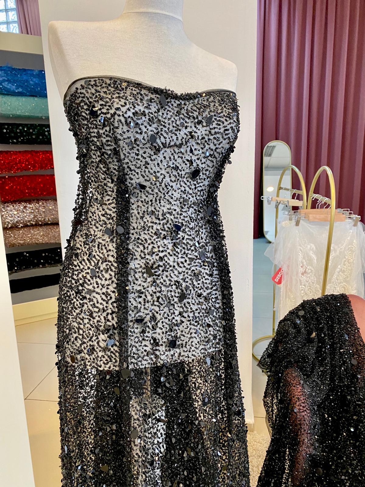 Black Lace Haute Couture, with Mirrors 