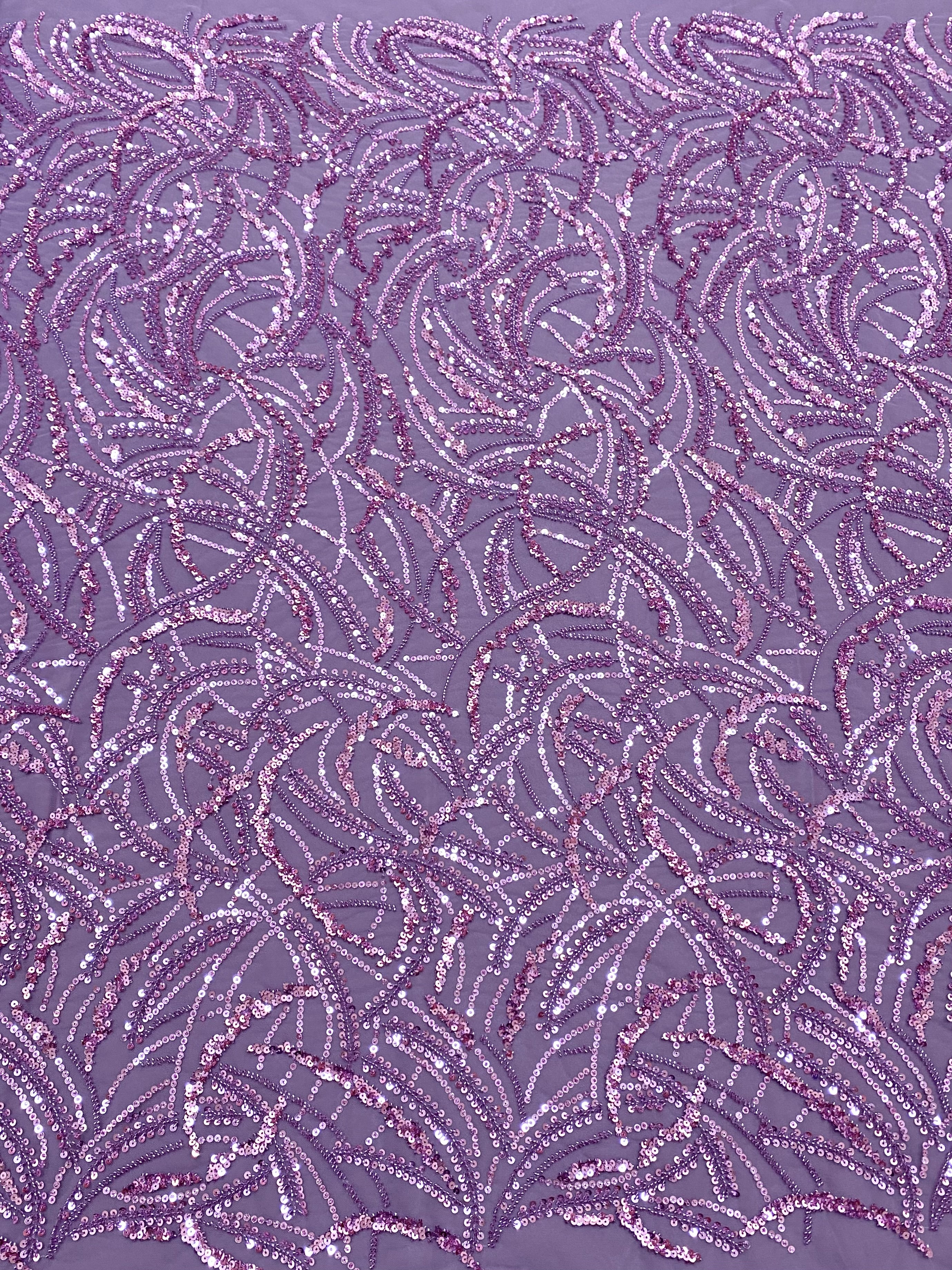 Silver Lace with Linear Pattern, with Pearls and Sequins