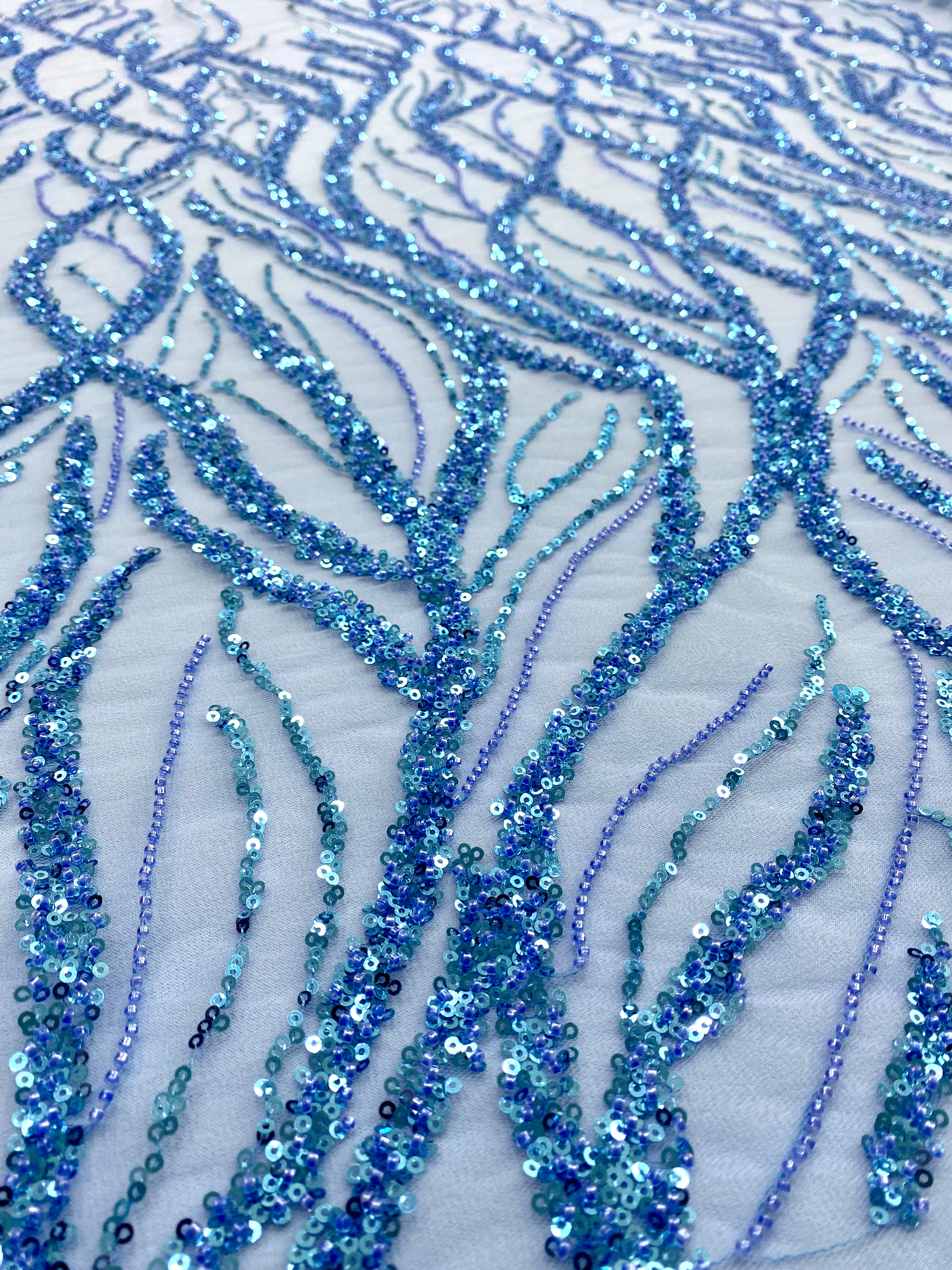 Silver Lace with Strings, Beads and Sequins