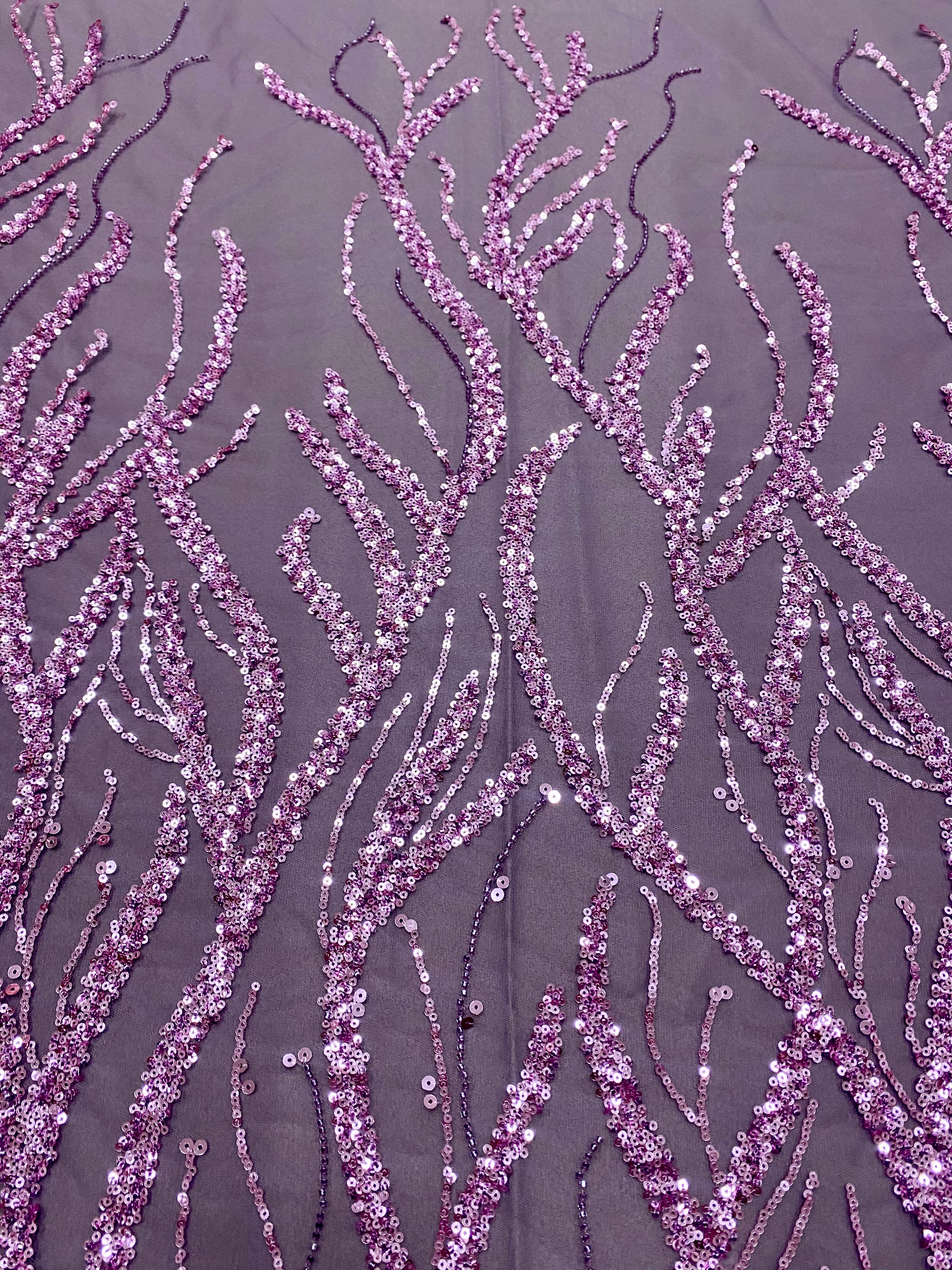 Powder Couture Lace with Strings, Beads and Sequins