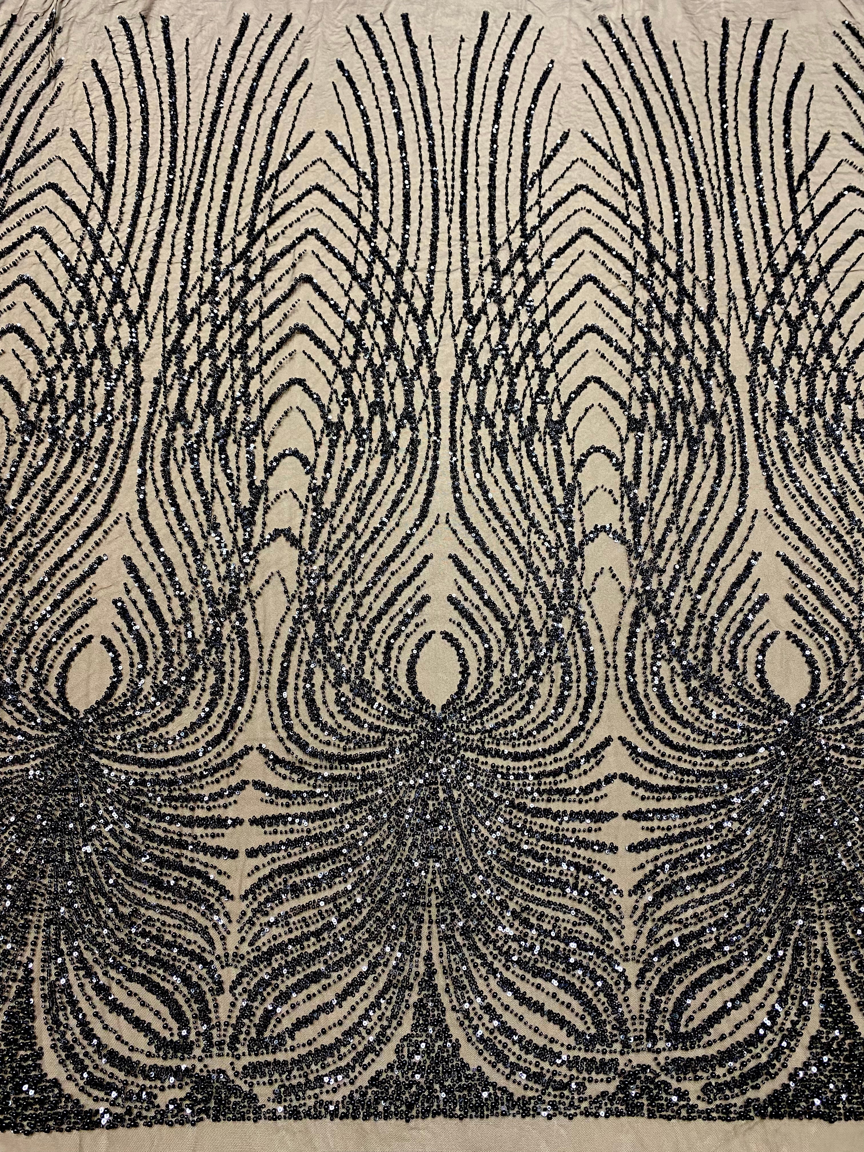 Silver Lace with Strings, Beads and Sequins