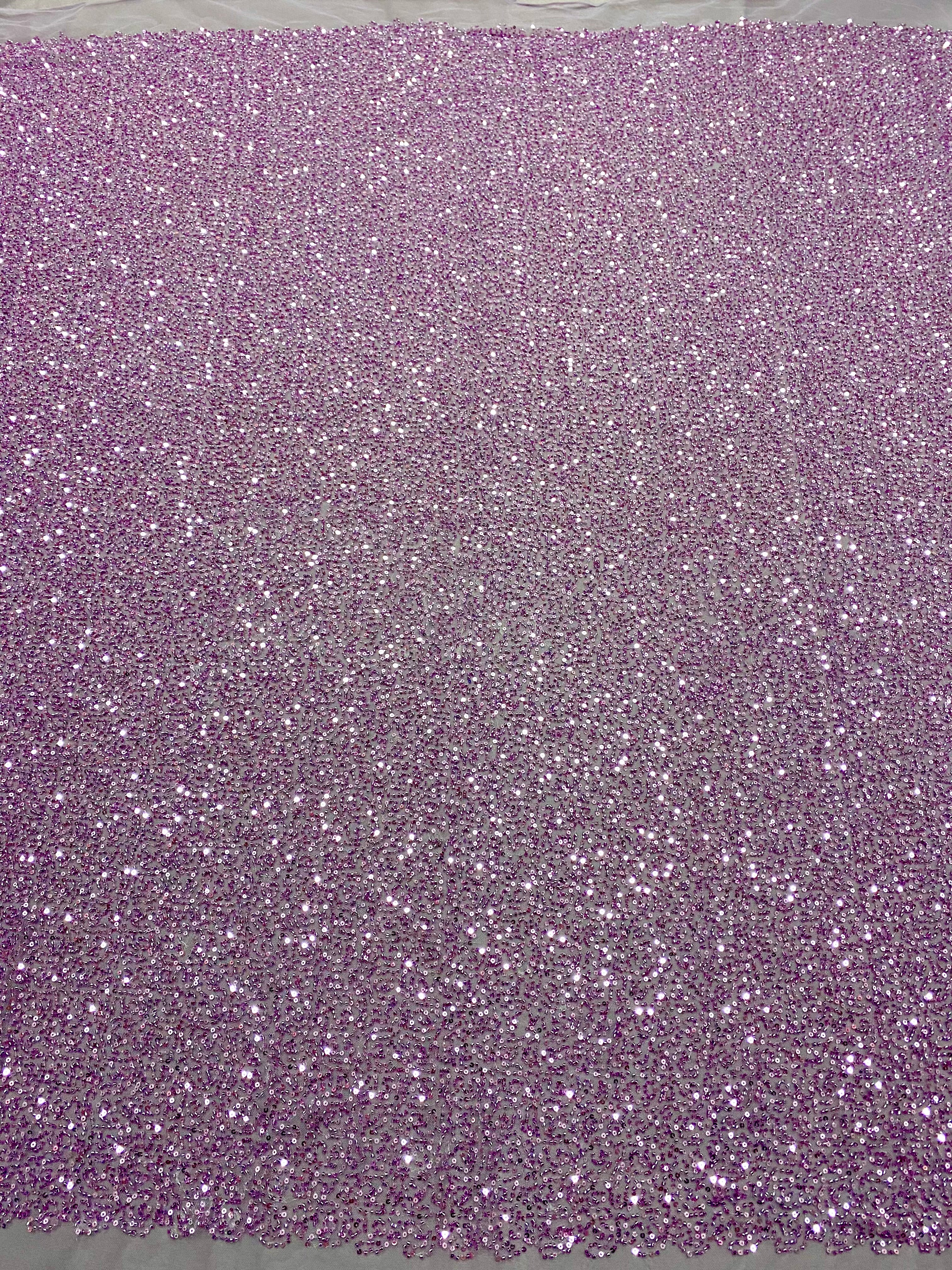 Dantela Couture Lavanda Pudrata cu Model General, cu Margele si Paiete
