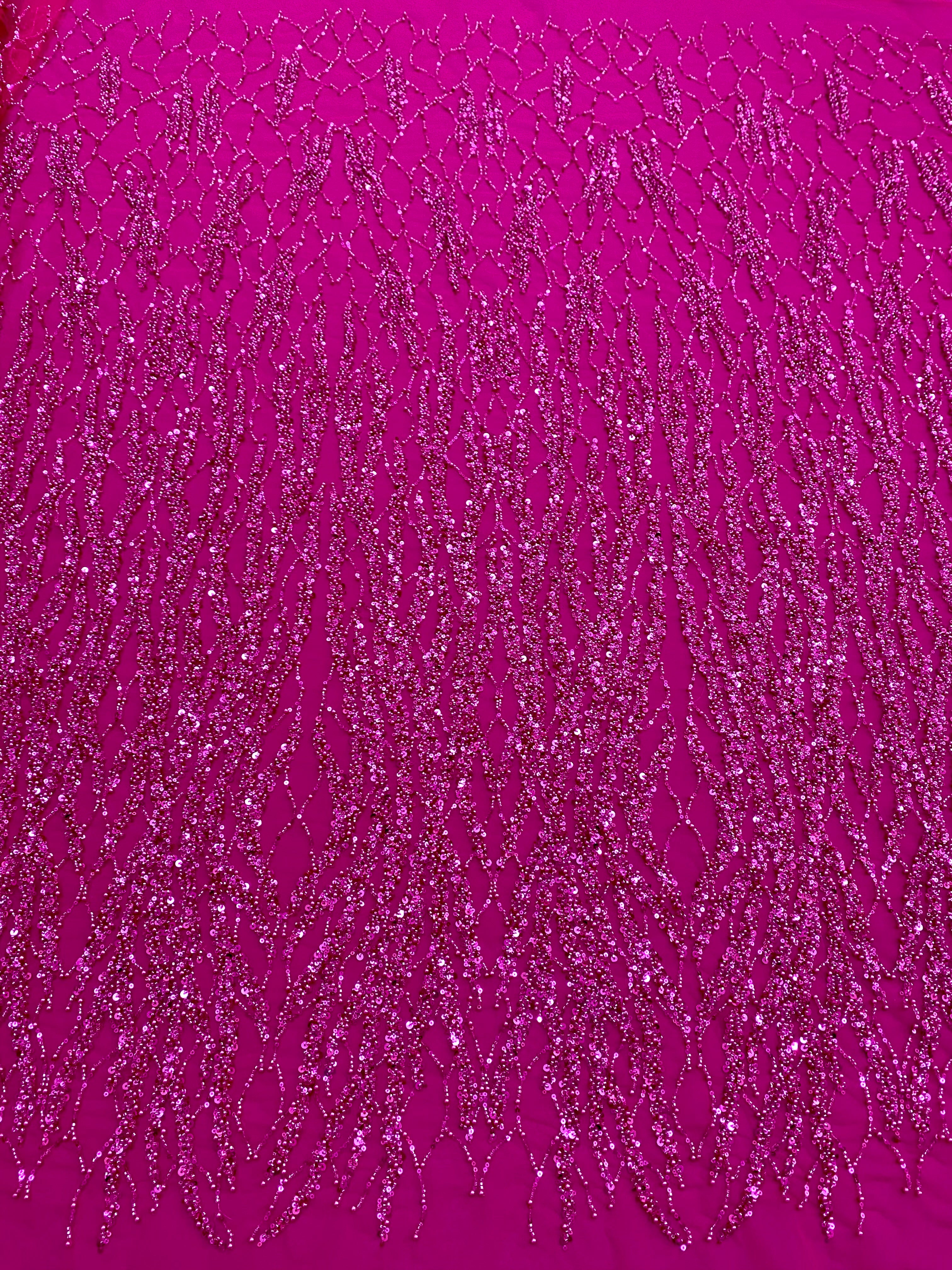 Silver Lace with Linear Pattern, with Pearls and Sequins