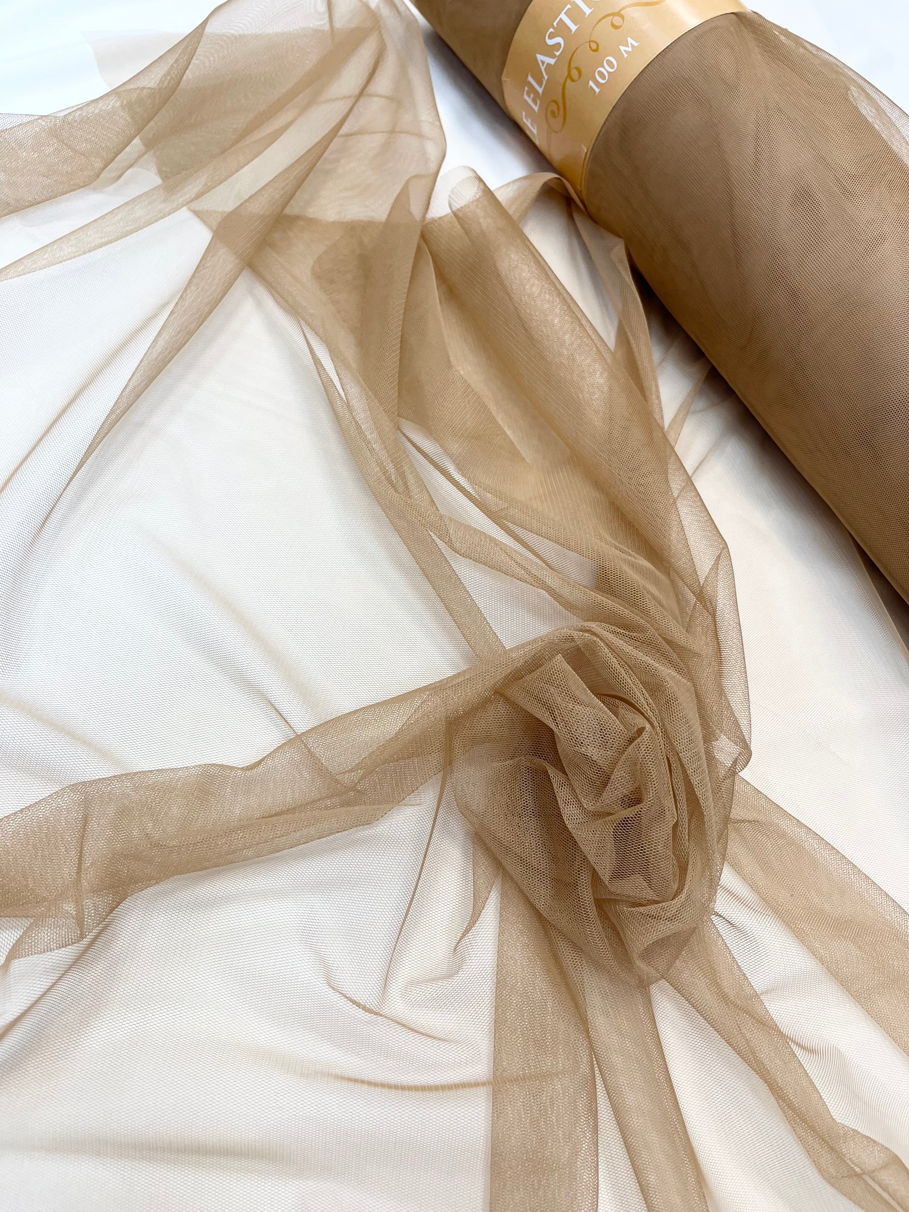 Dark Nude Elastic Tulle - 1.5 m Width