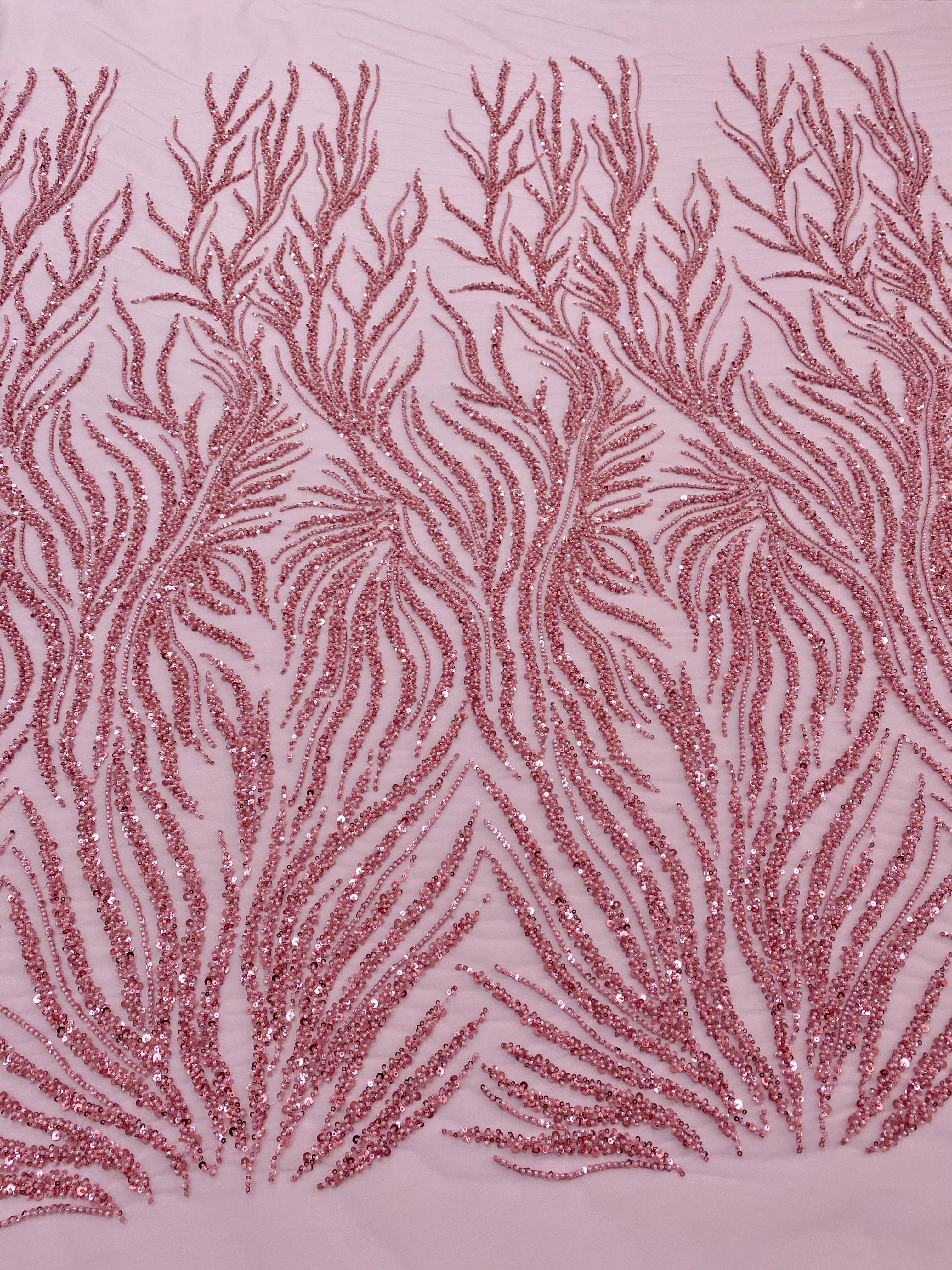 Pink Couture Lace with Strings, Beads and Sequins