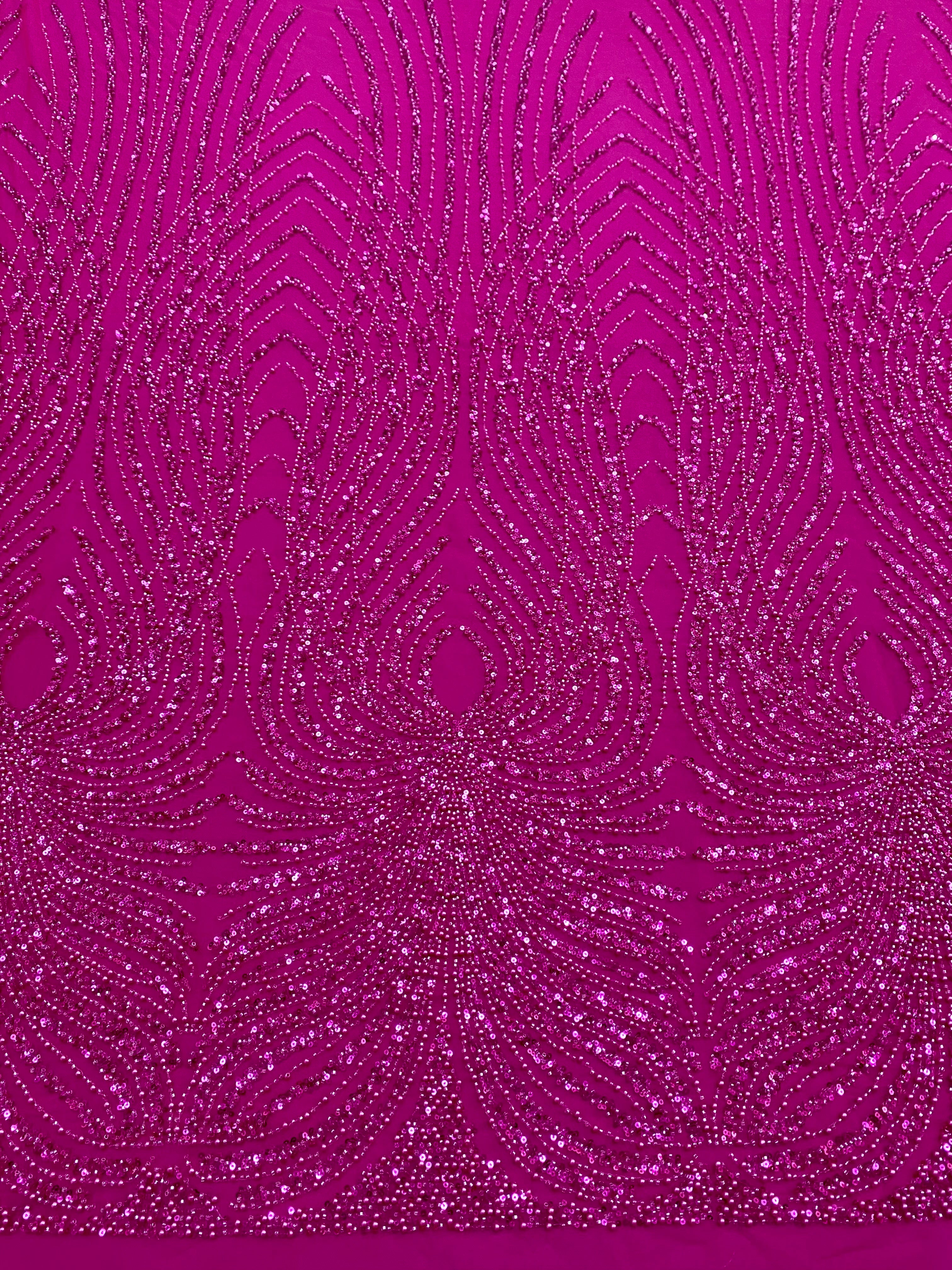 Silver Lace with Linear Pattern, with Pearls and Sequins