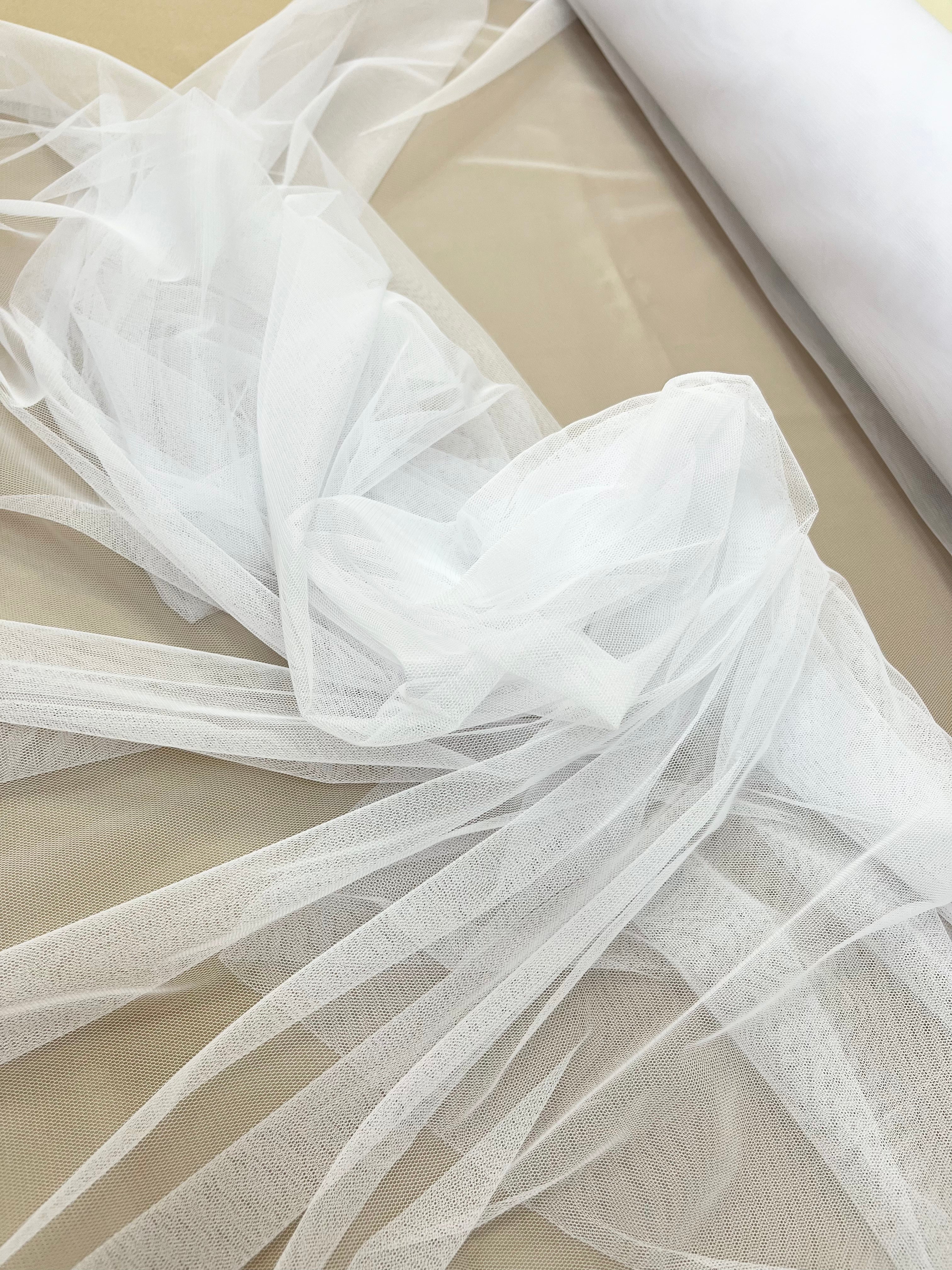 White Elastic Tulle - 1.5 m Width