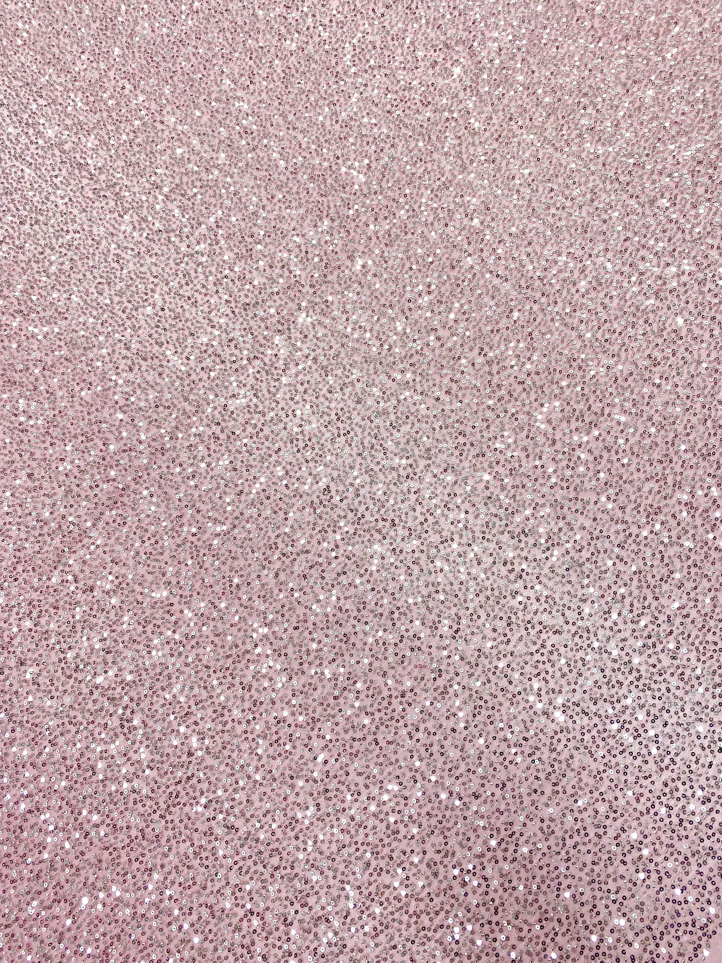 Silver Couture Lace on Pink Tulle with General Pattern, with Beads and Sequins