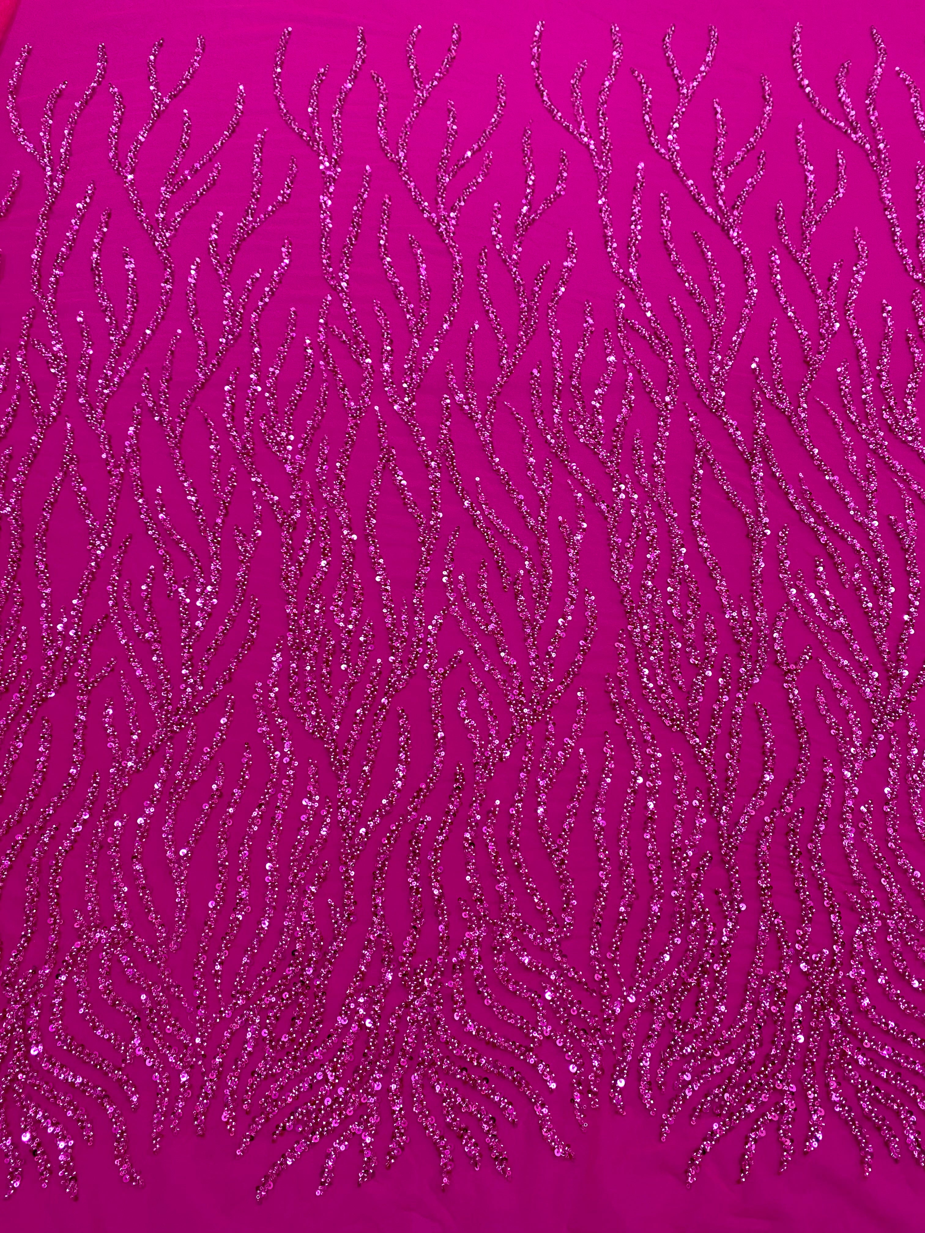 Silver Lace with Linear Pattern, with Pearls and Sequins