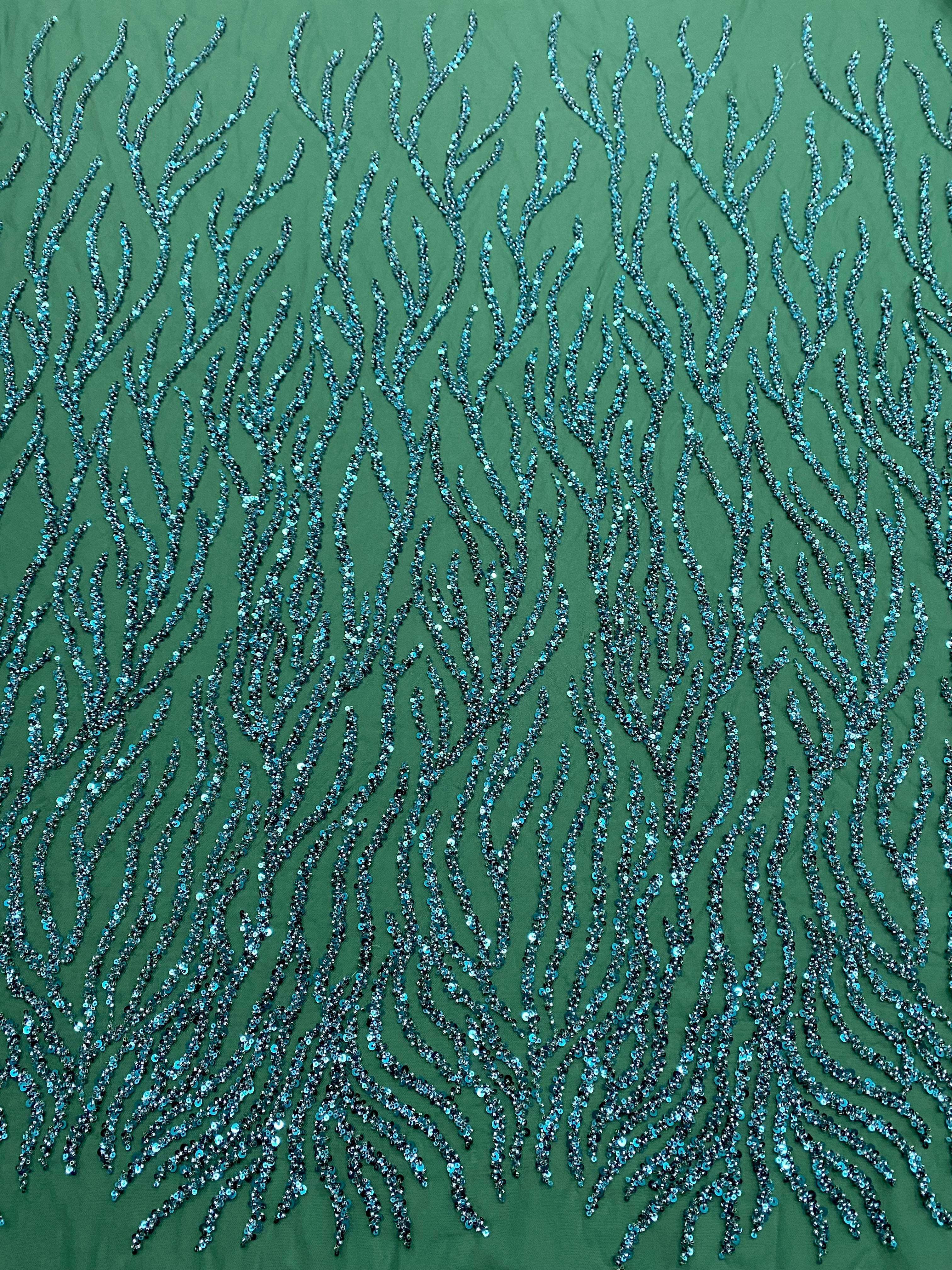 Emerald Green Couture Lace with Beads and Sequins