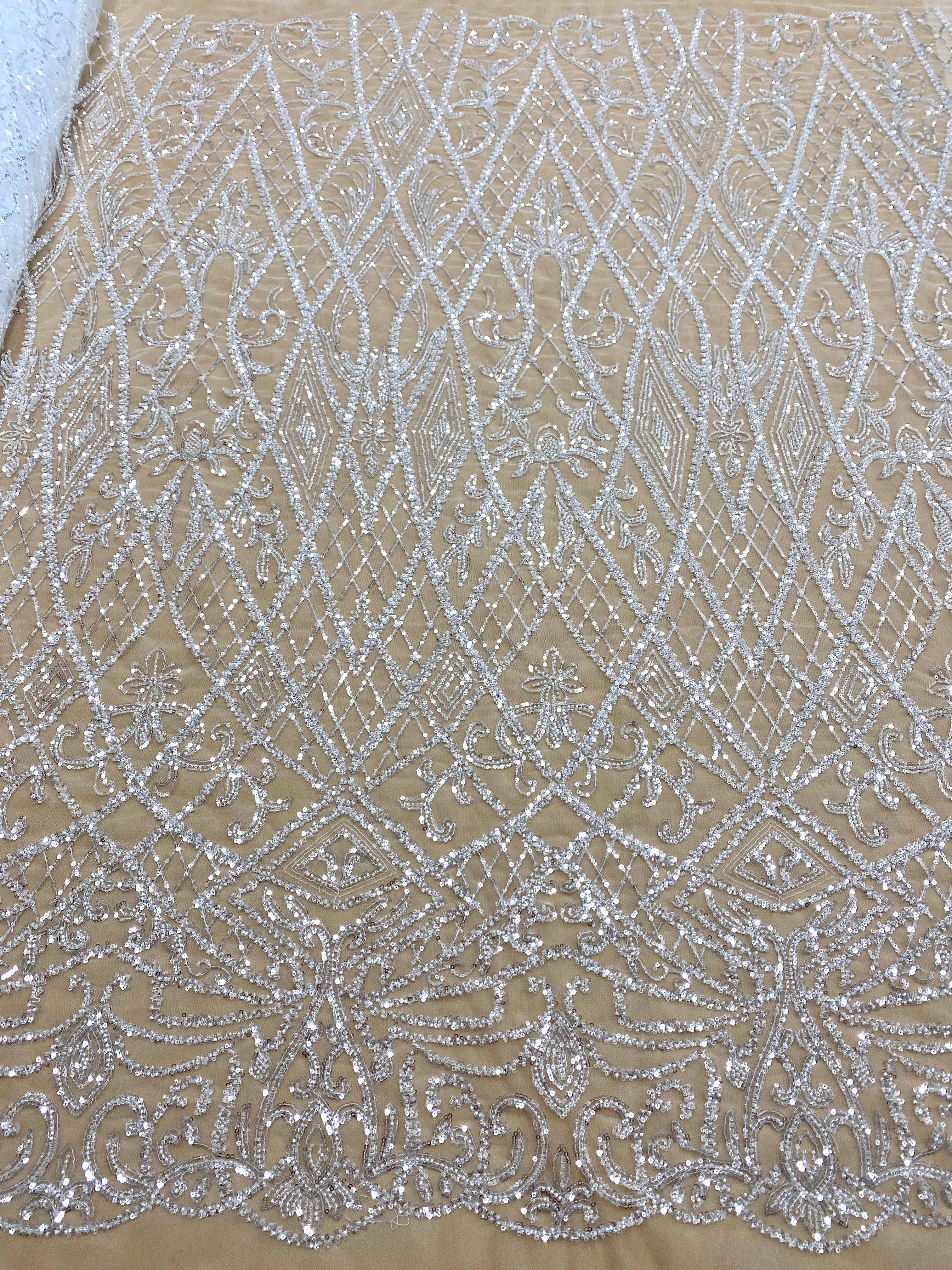 Dantela Couture Diamond Geometriai Modell, Gyöngyökkel és Flitterekkel