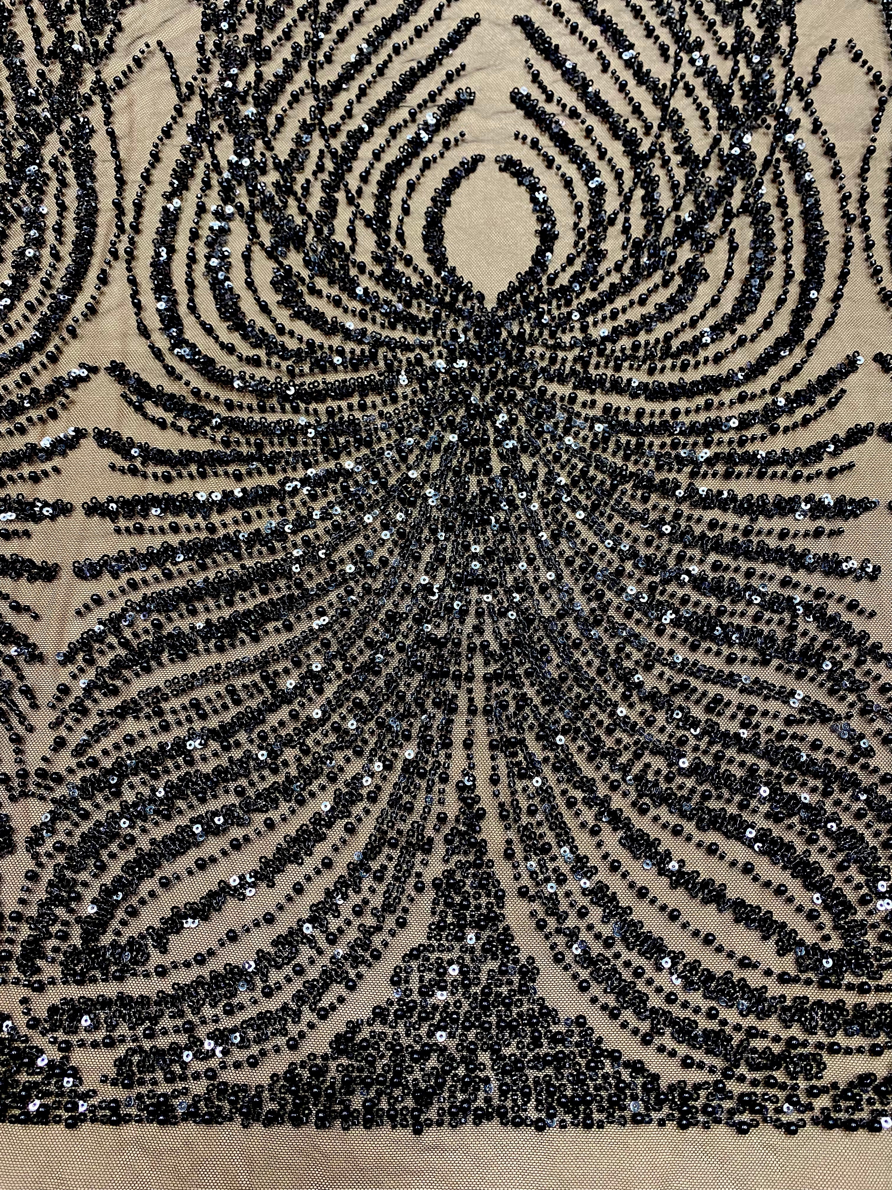 Silver Lace with Strings, Beads and Sequins