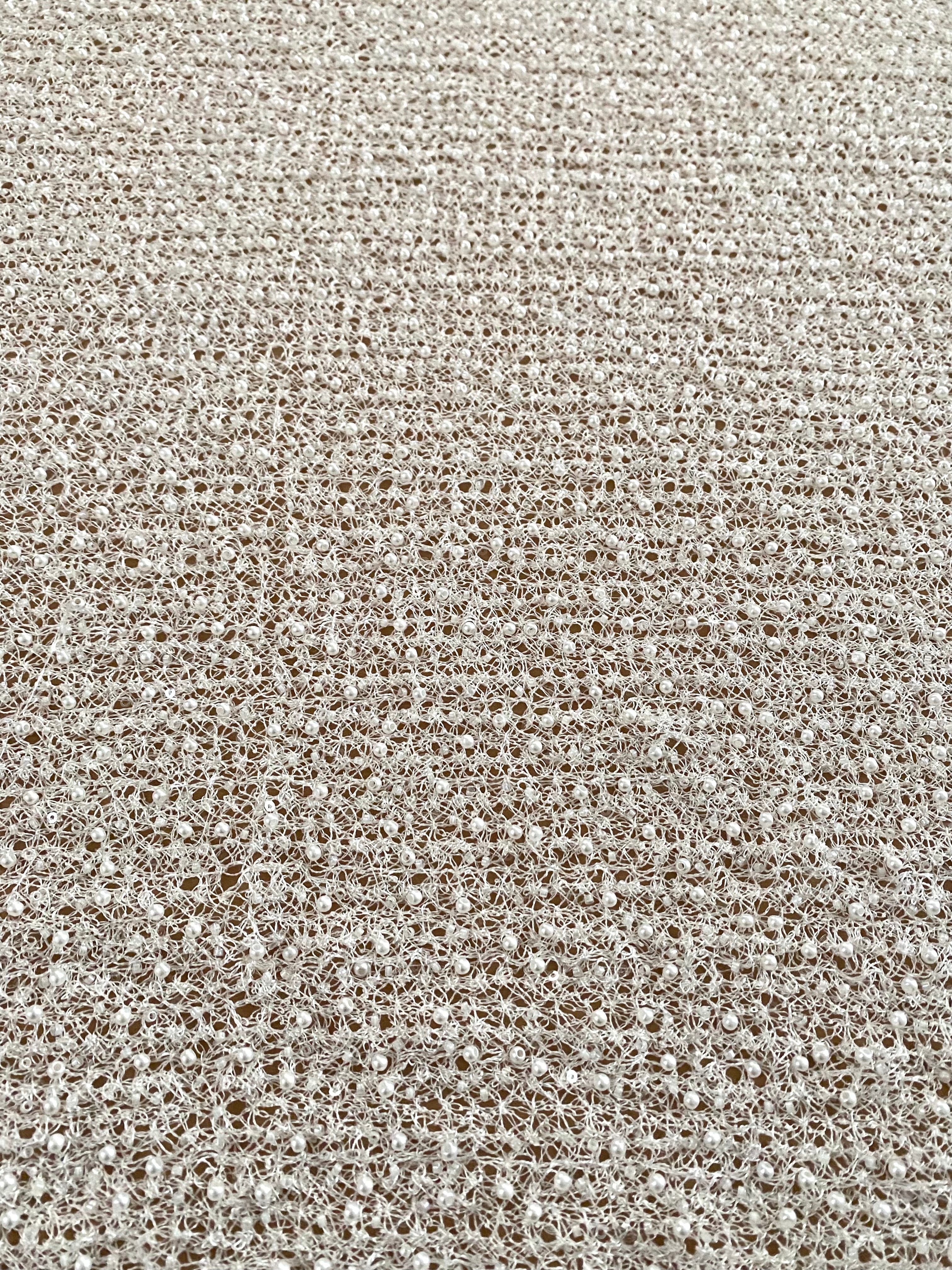 Silver Lace with Linear Pattern, with Pearls and Sequins