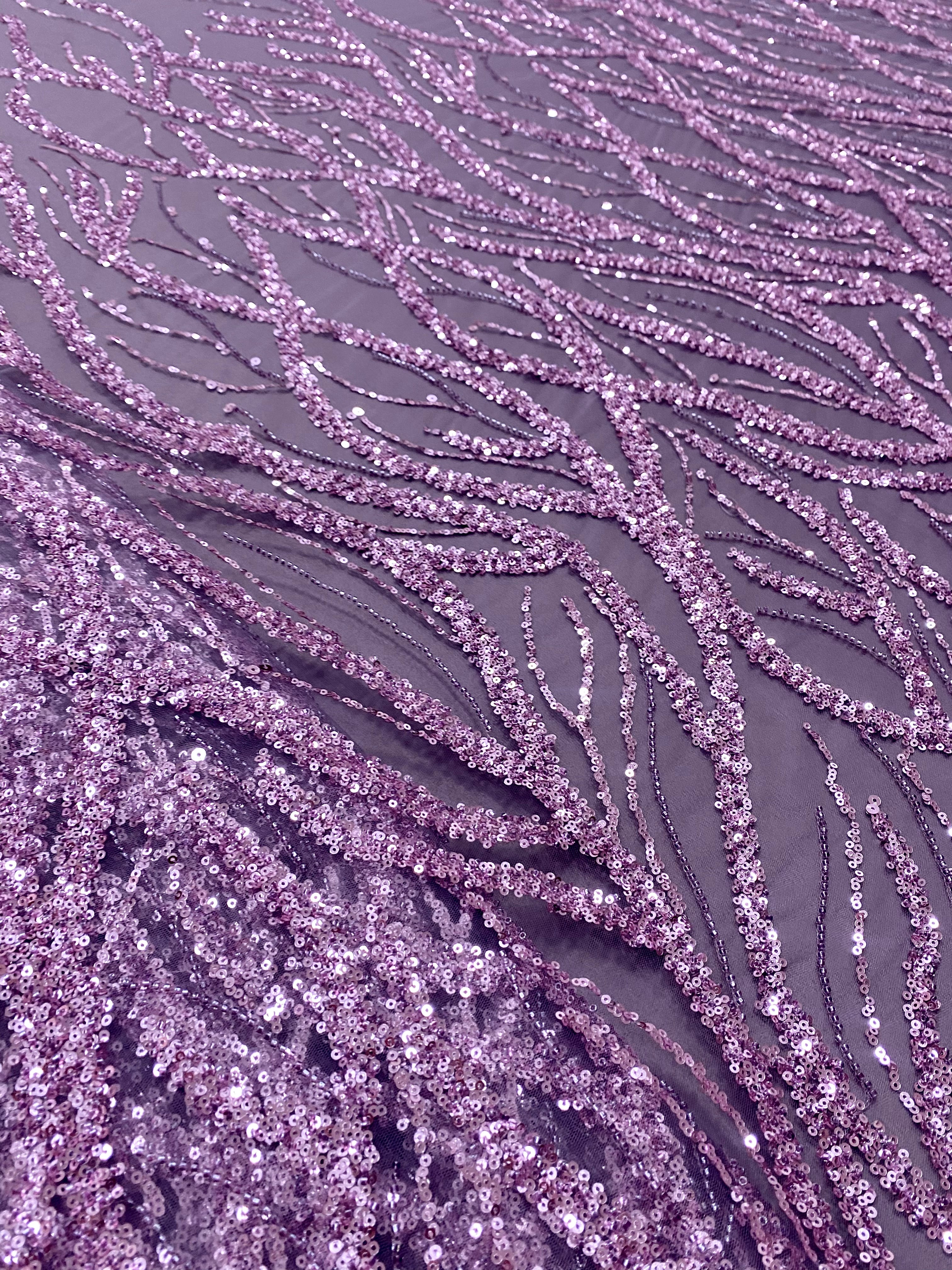 Powder Couture Lace with Strings, Beads and Sequins