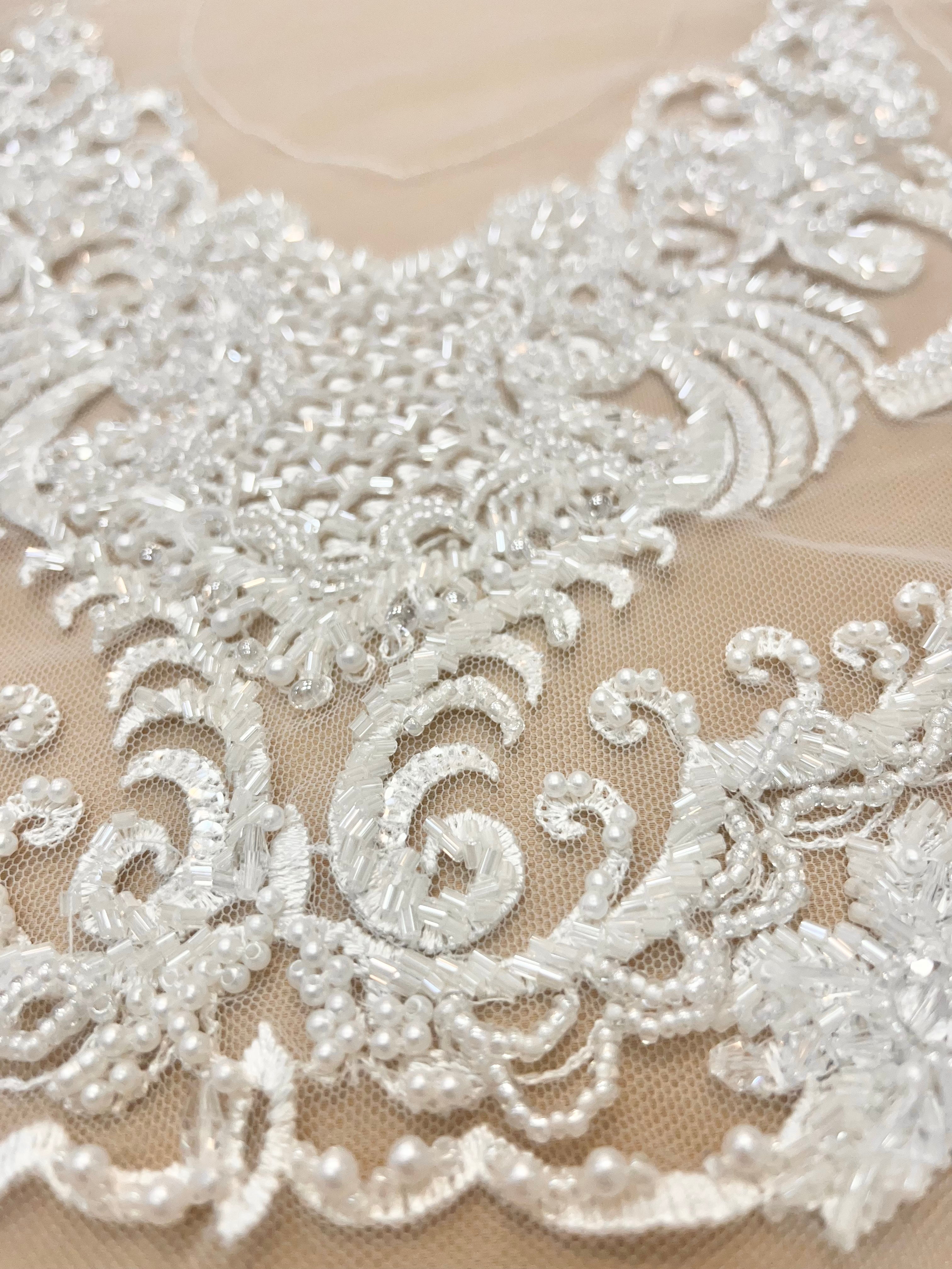 Set of Bust Panels with Geometric Pattern, with Crystals, Pearls and Sequins