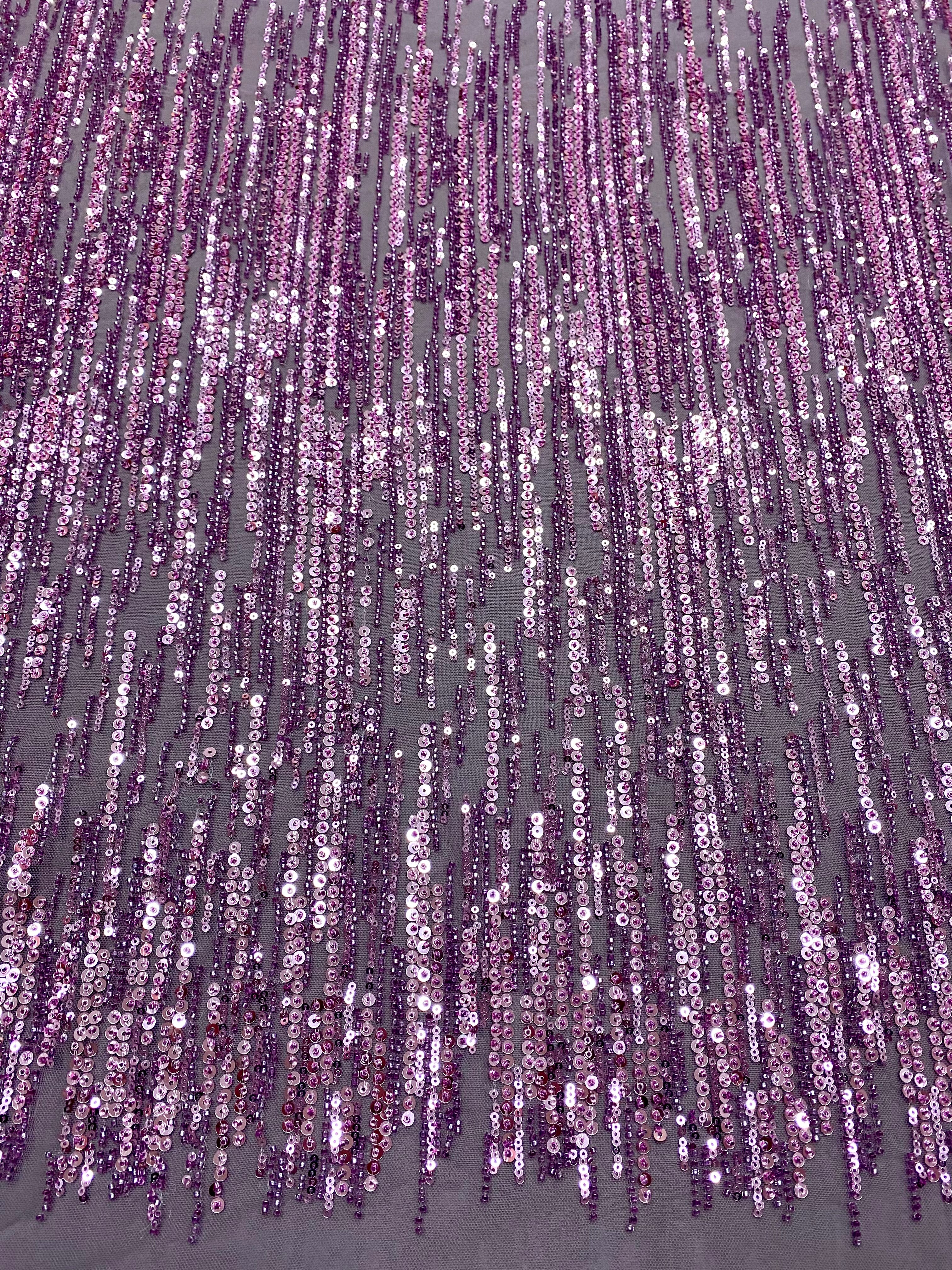 Powder Couture Lace with Linear Pattern, with Beads and Sequins