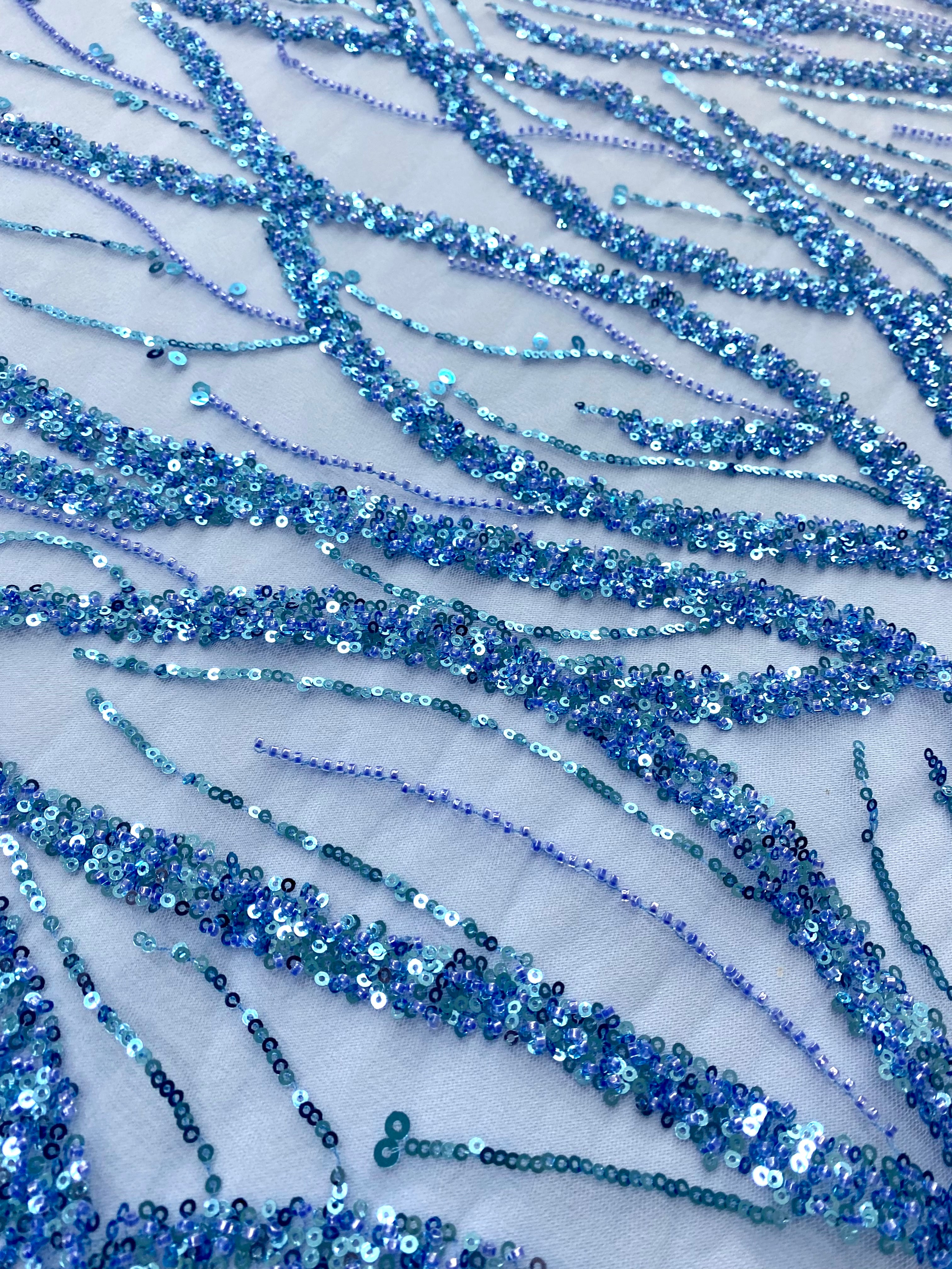 Silver Lace with Strings, Beads and Sequins