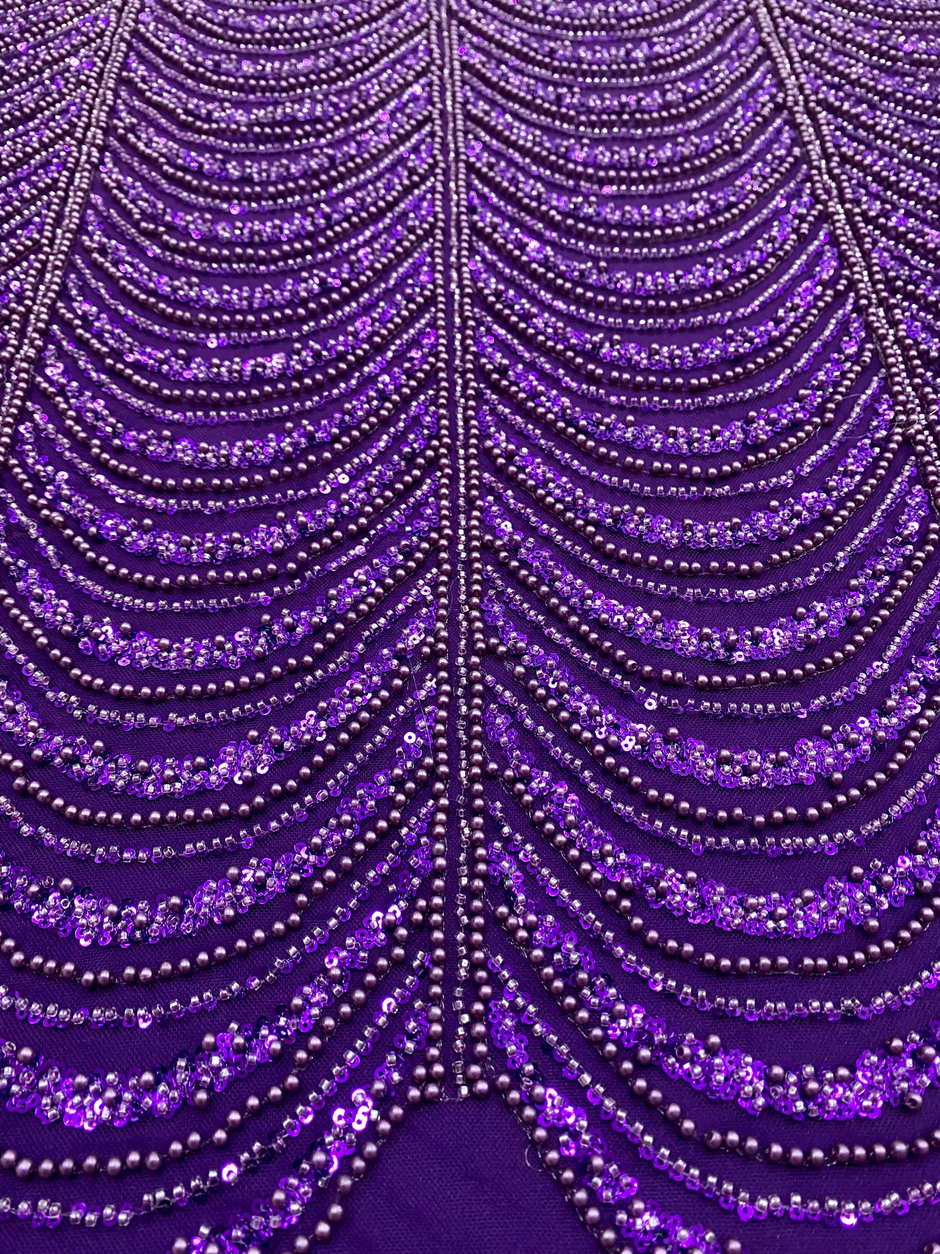 Silver Lace with Linear Pattern, with Pearls and Sequins