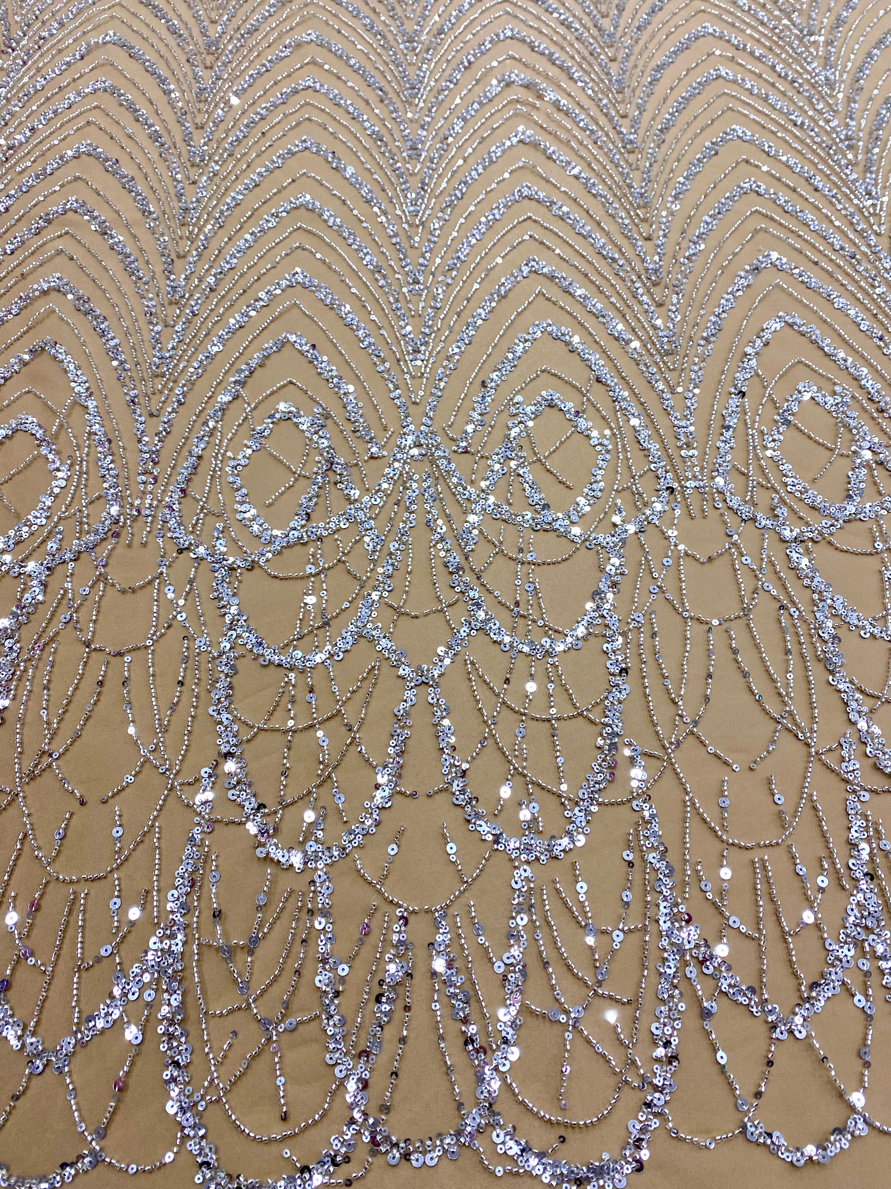 Black Couture Lace, with Beads and Sequins 
